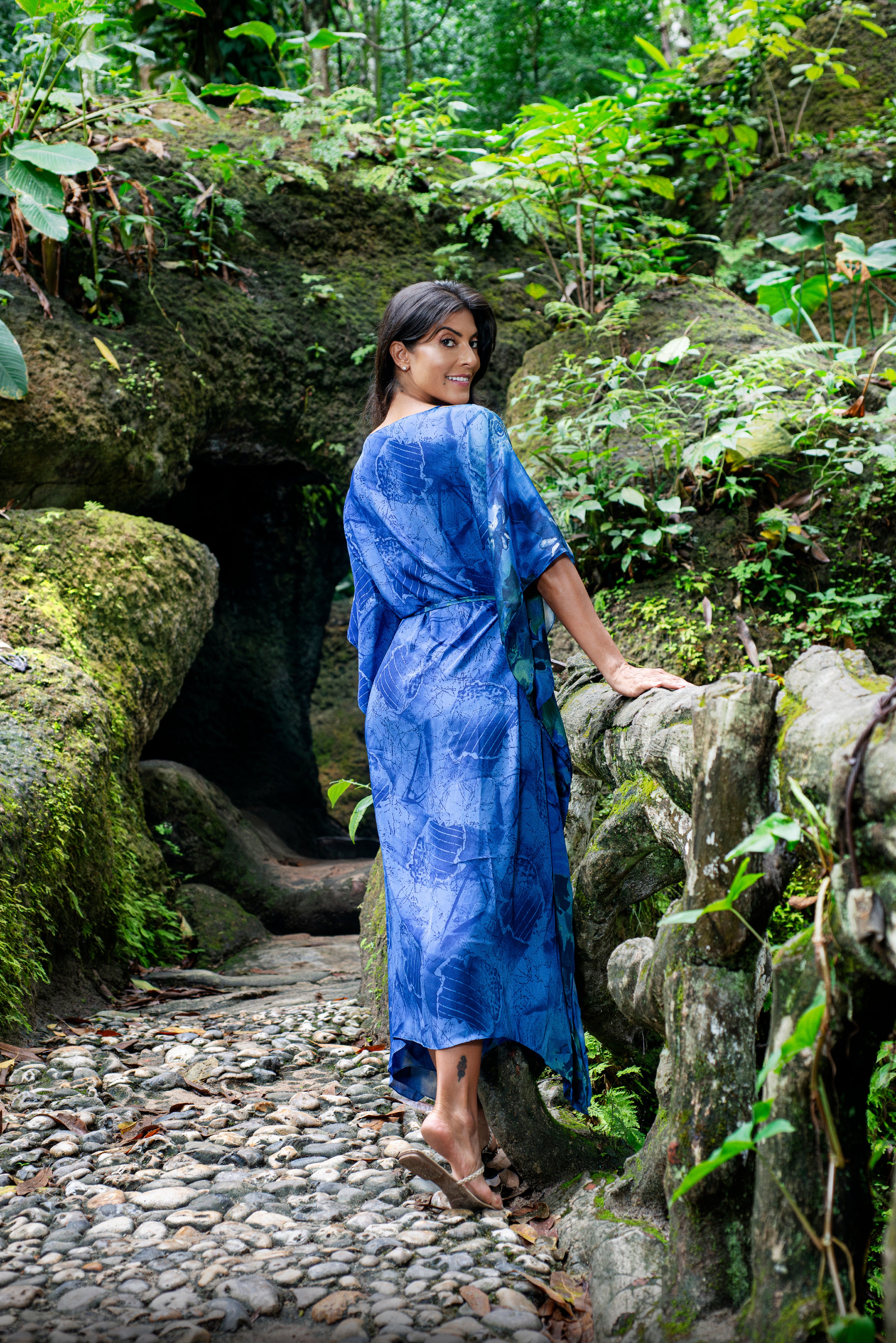 CAFTÁN DE JAVA AZUL Y VERDE