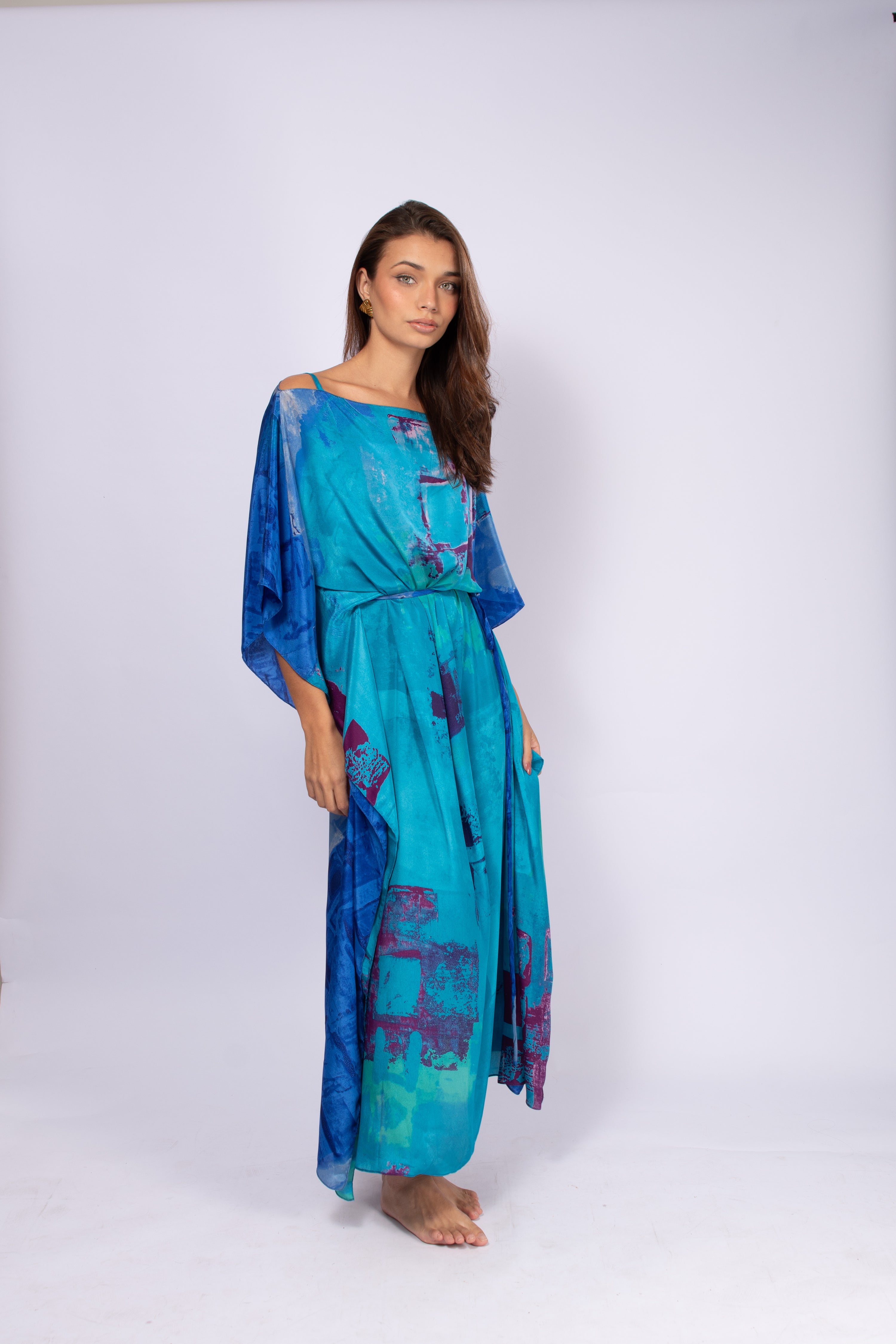 CAFTÁN DE JAVA AZUL Y MORADO