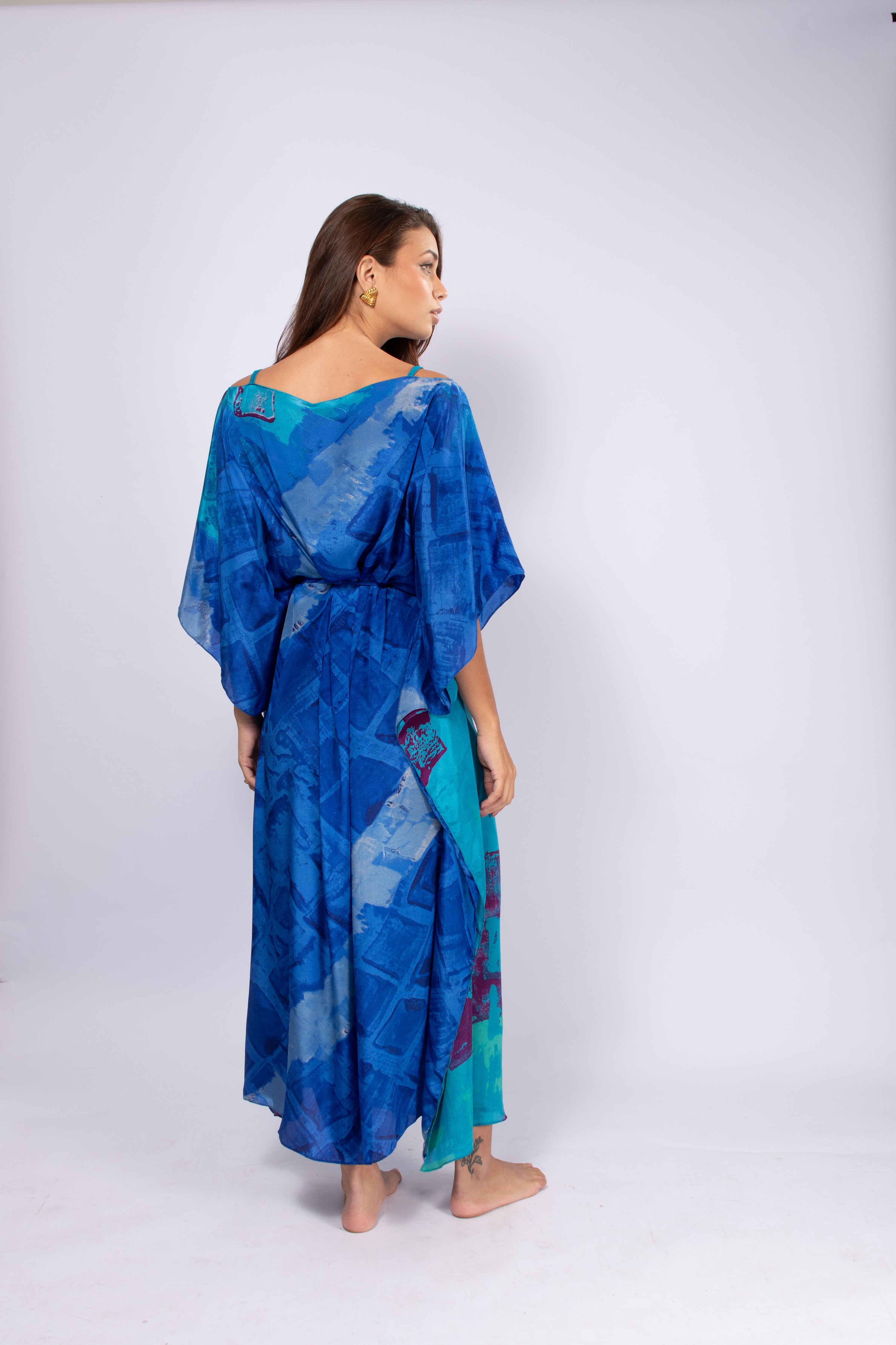 CAFTÁN DE JAVA AZUL Y MORADO