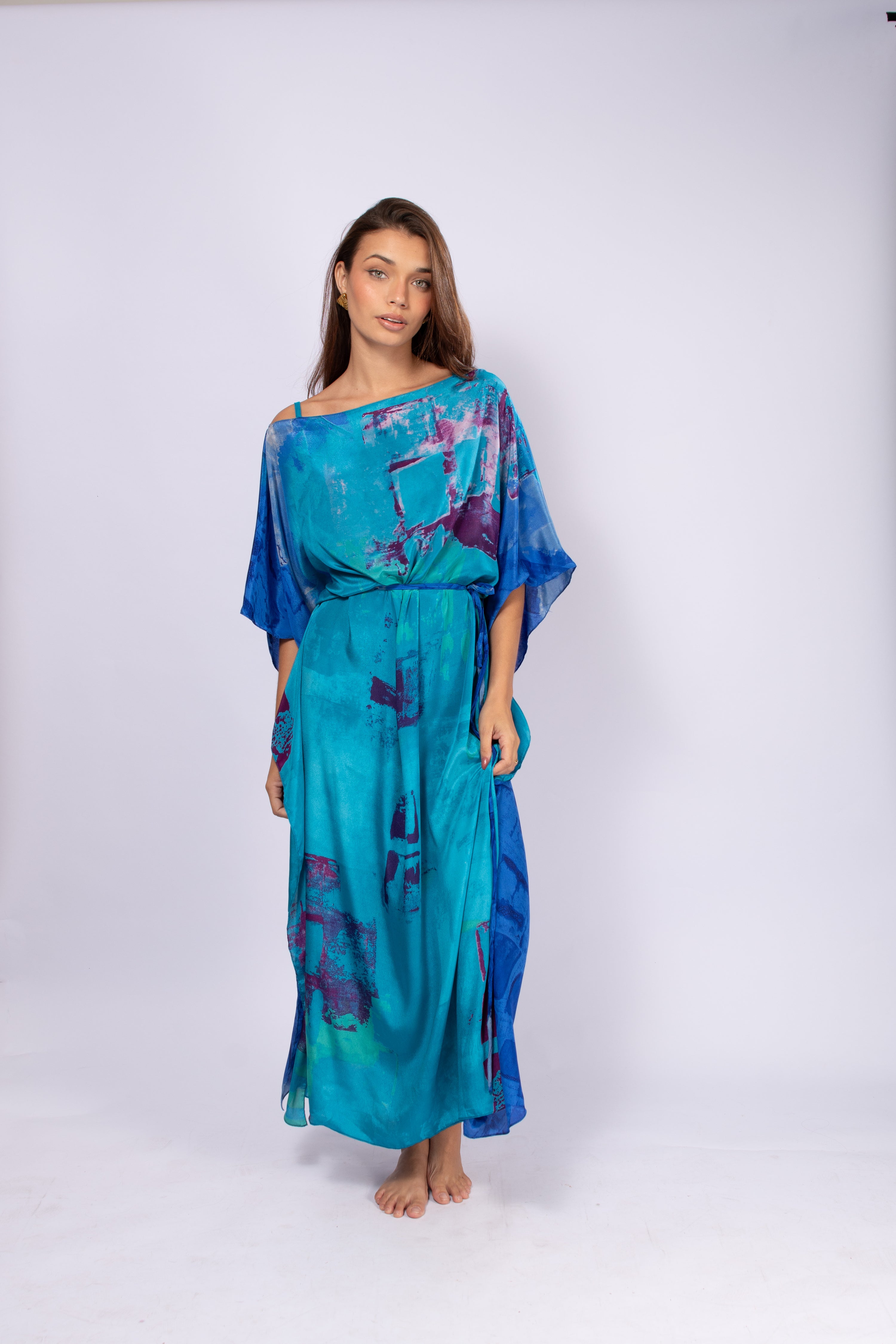 CAFTÁN DE JAVA AZUL Y MORADO