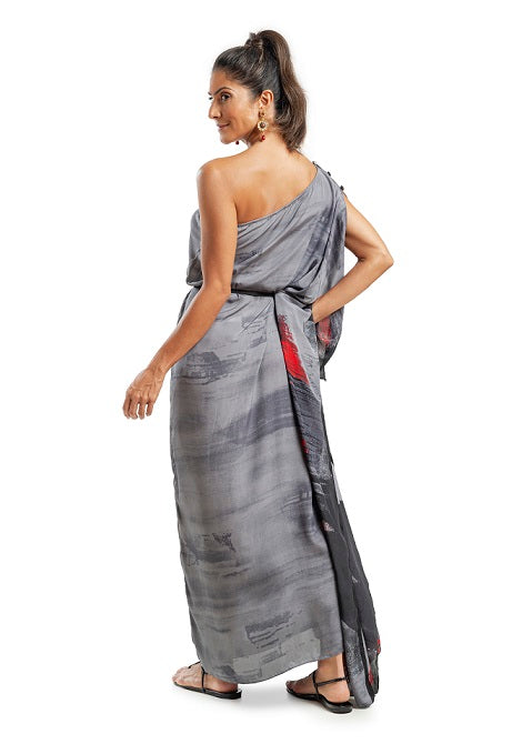 KAFTAN LARGO RODAS GRIS Y ROJO