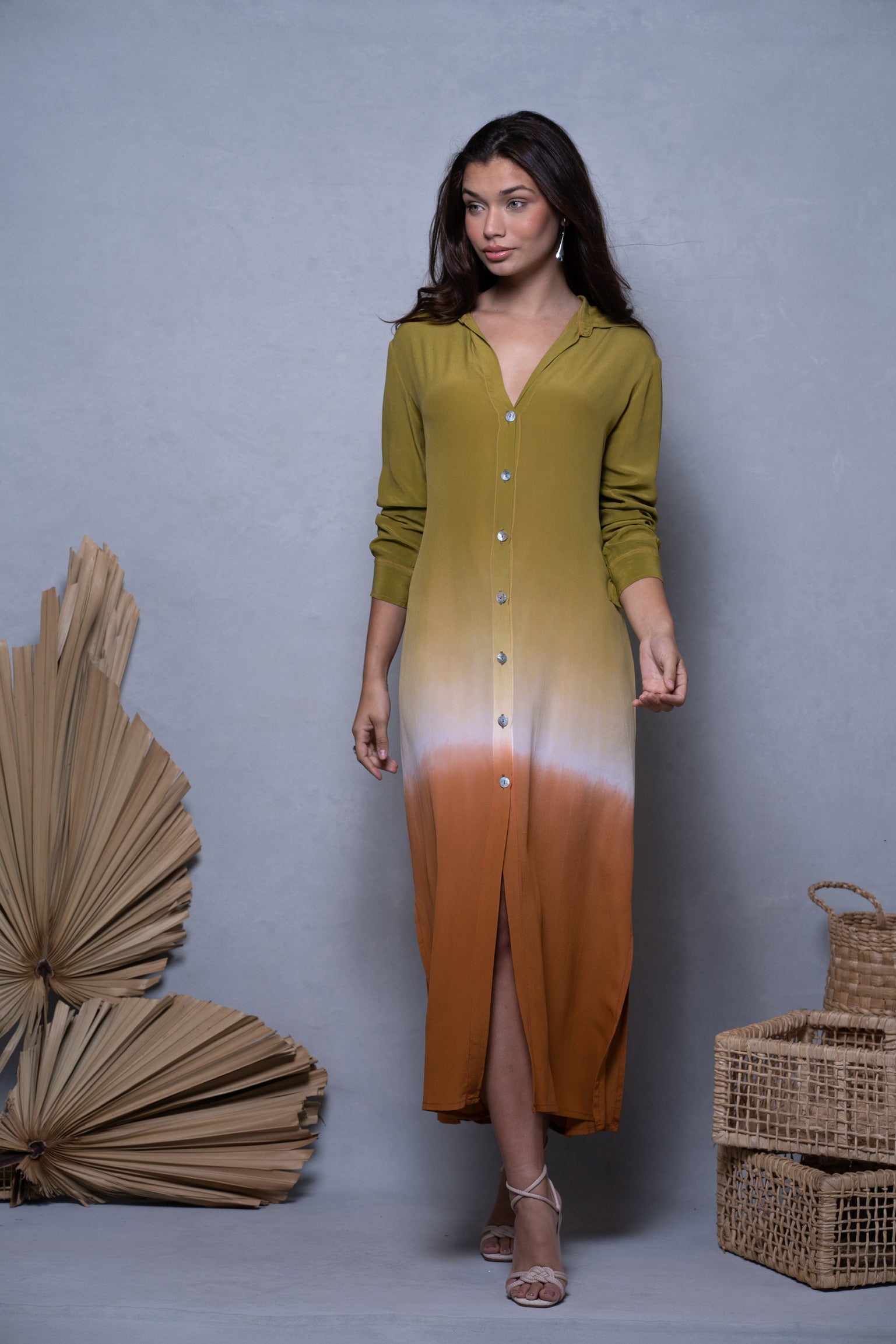 CAMISA LARGA DE SEDA TEÑIDA FLORENCE