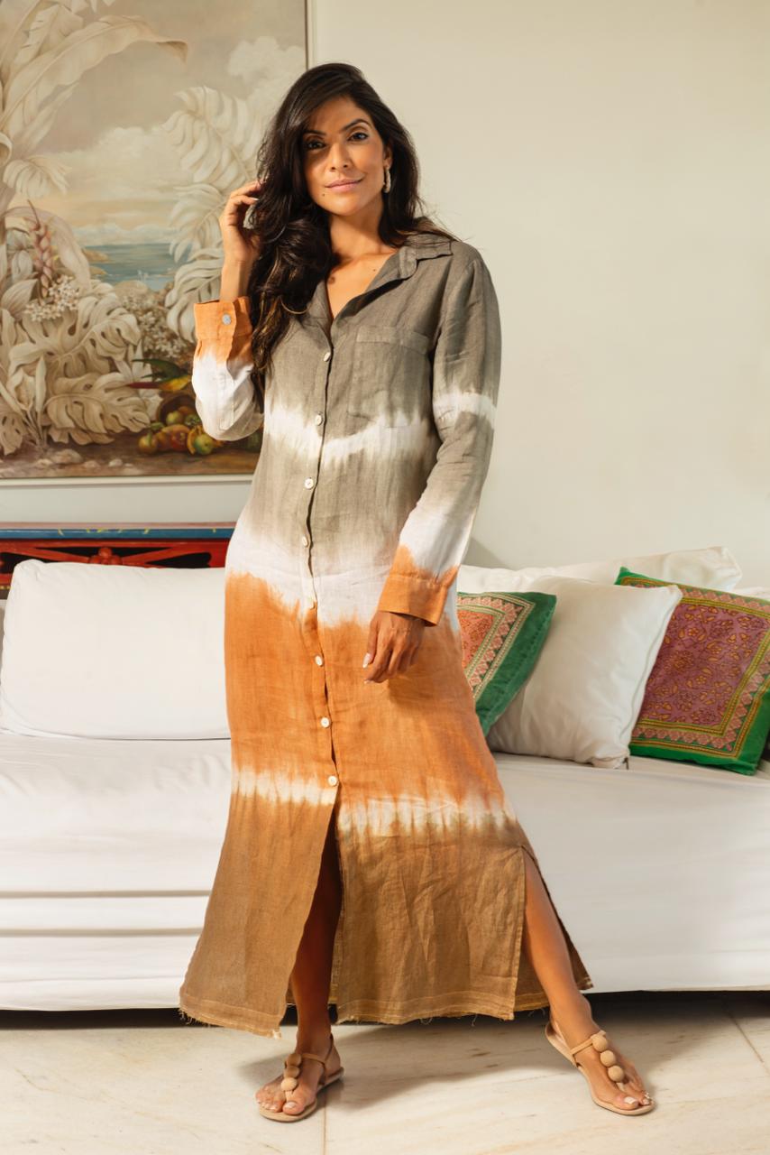 CAMISA LARGA DE LINO FLORENCE TIE DYE