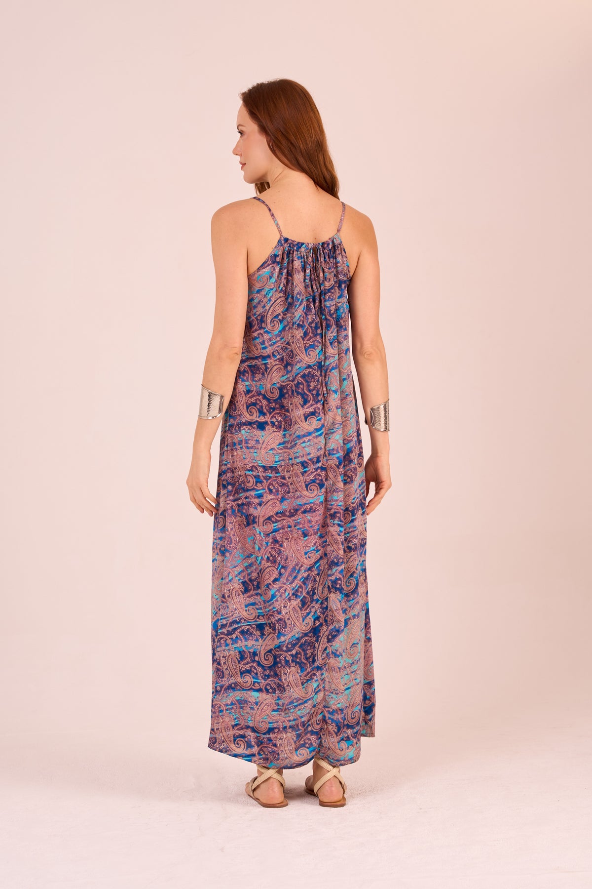VESTIDO SUMATRA SEDA AZUL E ROXO