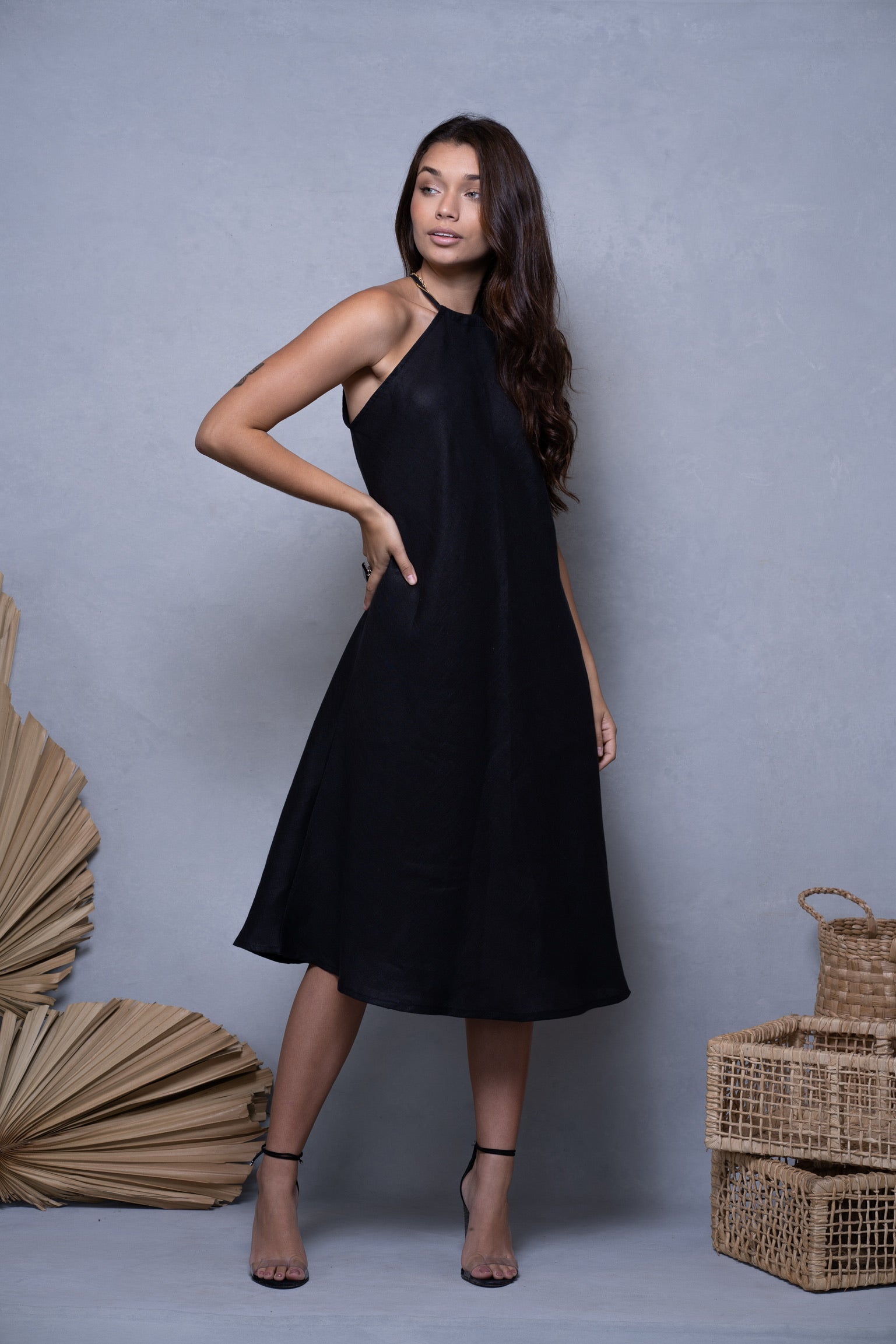 IVY SMOOTH LINEN MIDI DRESS