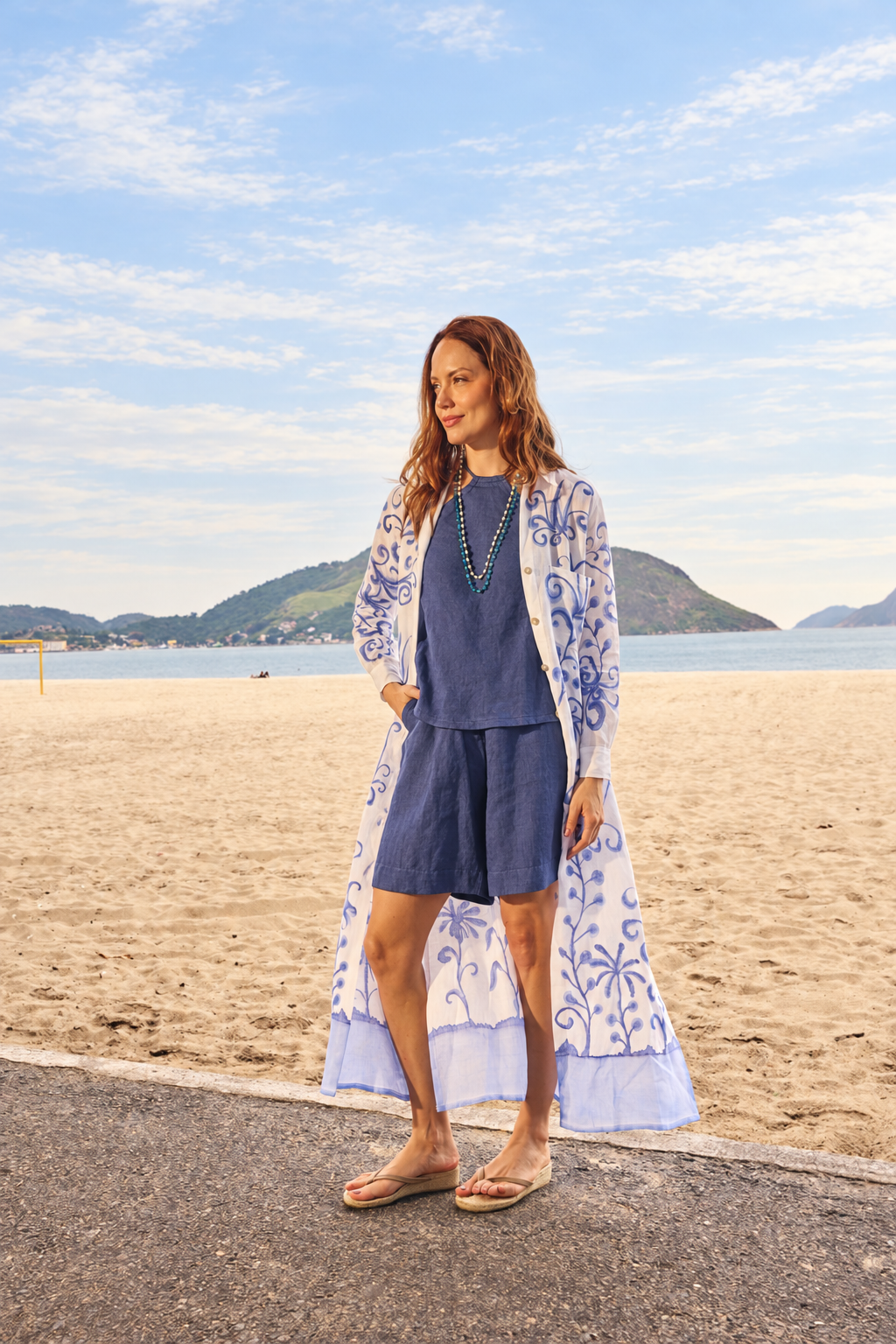 CHEMISE FLORENCE LINEN LONG PAINTED TIE DYE