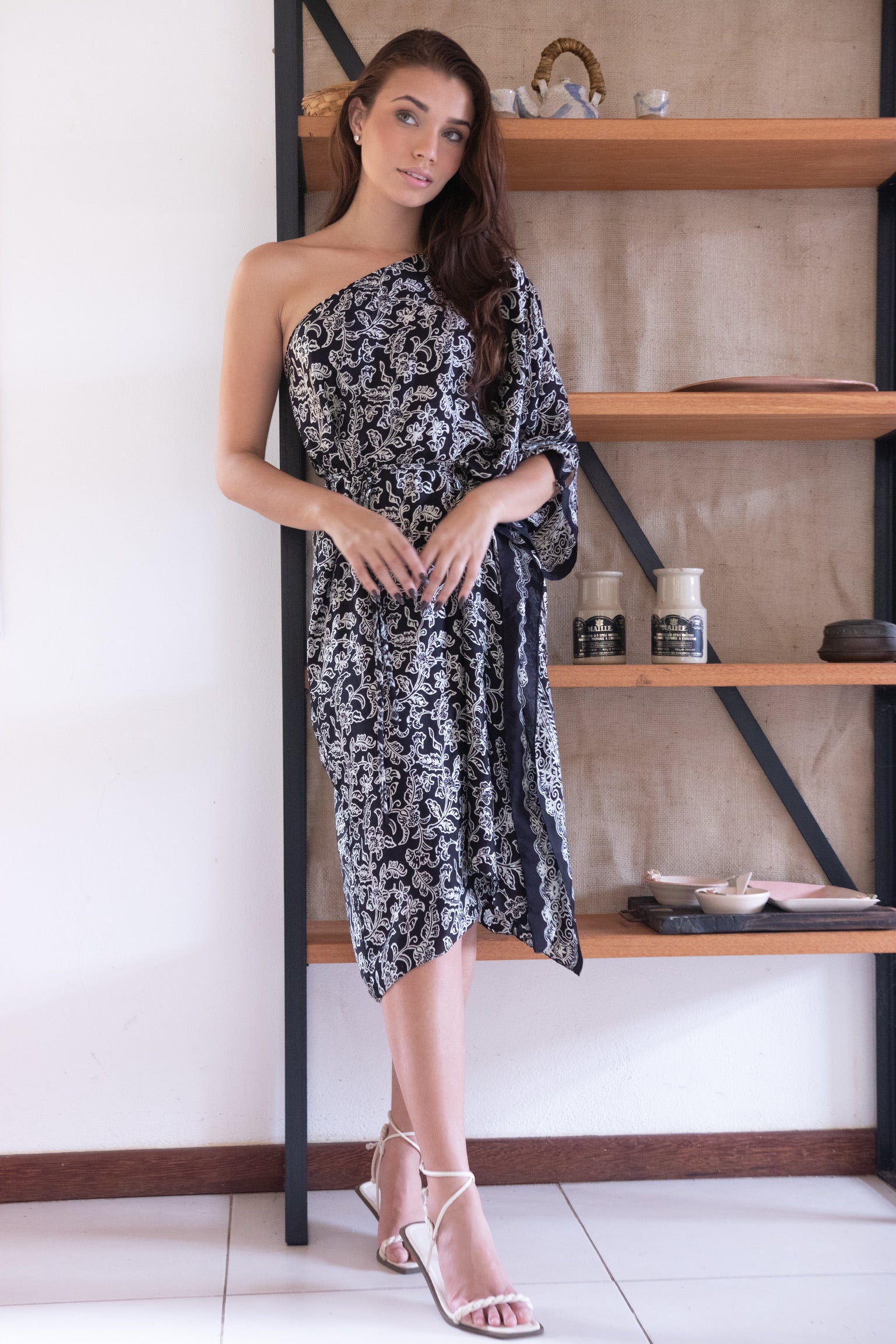 KAFTAN RHODES MIDI PRETO E CINZA