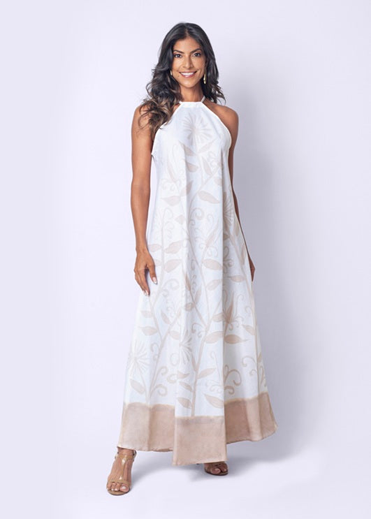 VESTIDO HERA LINHO LONGO PINTADO ARABESCO
