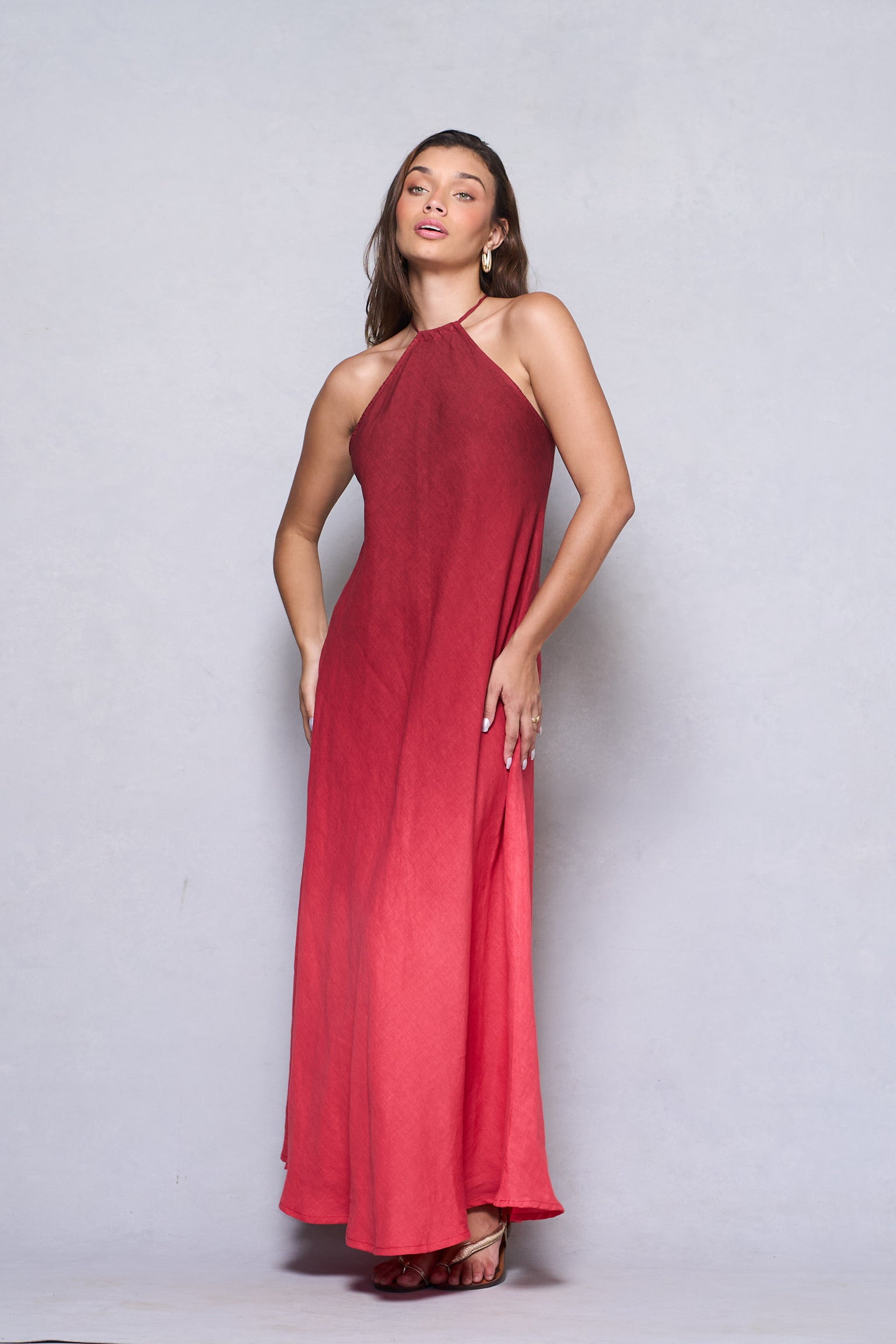 VESTIDO HERA LINHO LONGO PINTADO TIE DYE