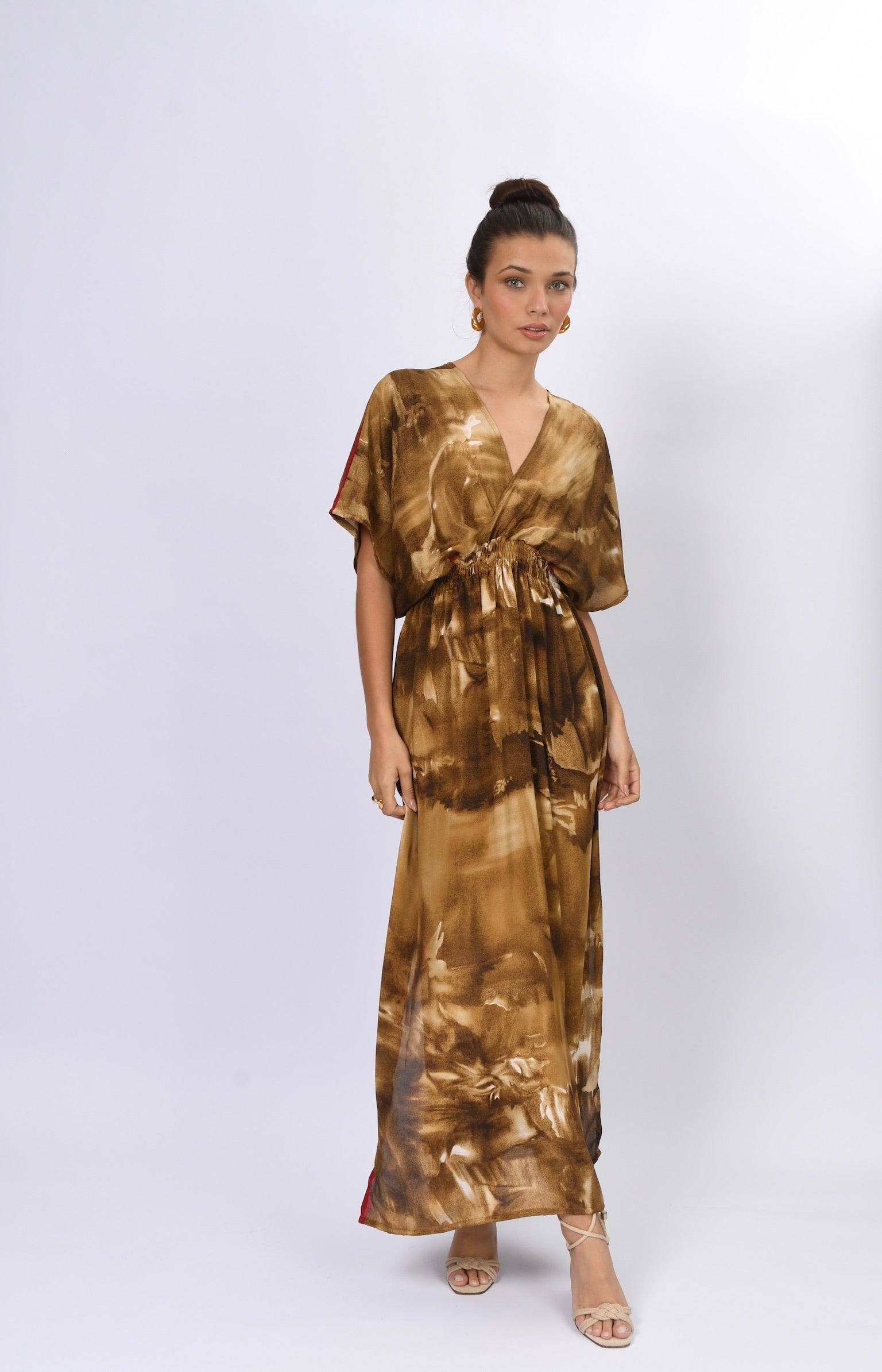 VESTIDO SAINT TROPEZ DORADO Y MARRÓN