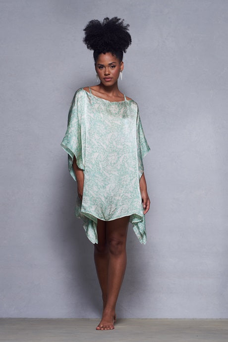 KAFTAN FIJI BRANCO E VERDE CLARO
