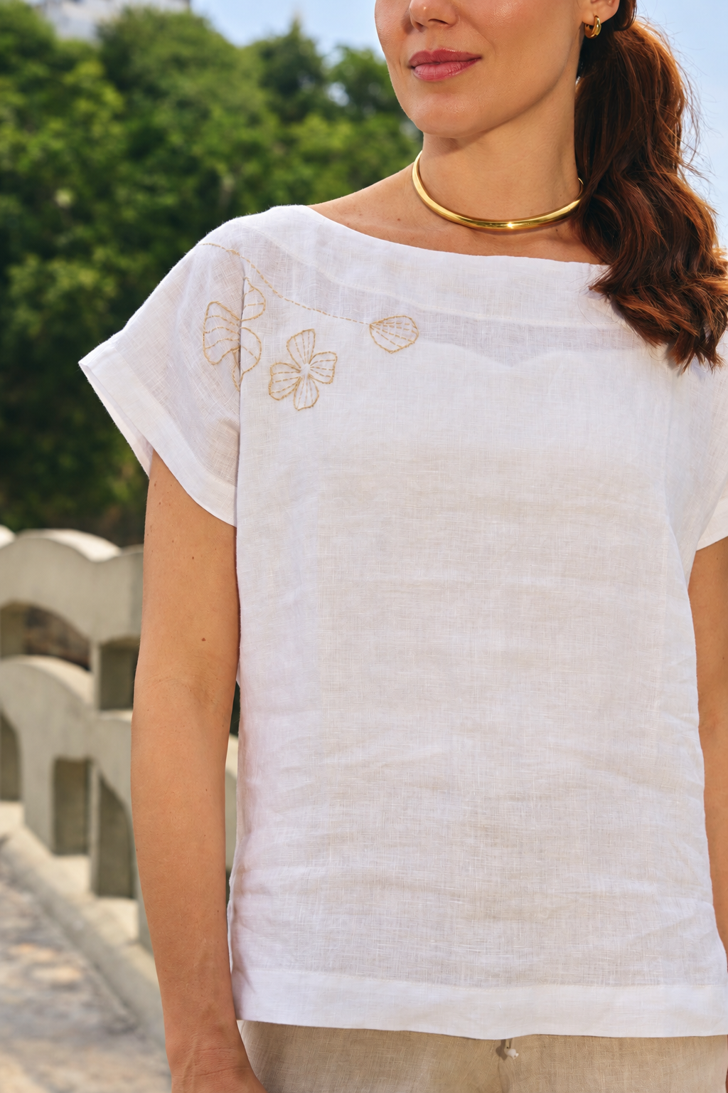 BLUSA CARTAGENA LINHO BORDADA