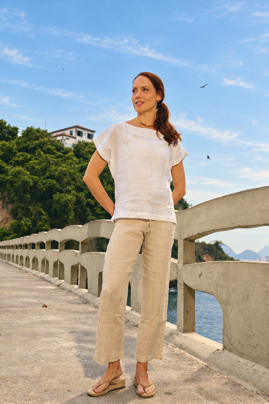 BLUSA CARTAGENA LINHO BORDADA