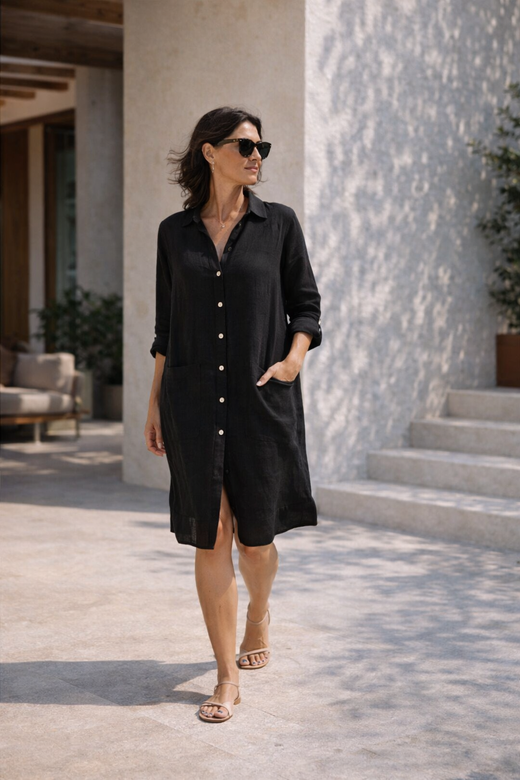 CAMISA MIDI LISA DE LINO FLORENCE