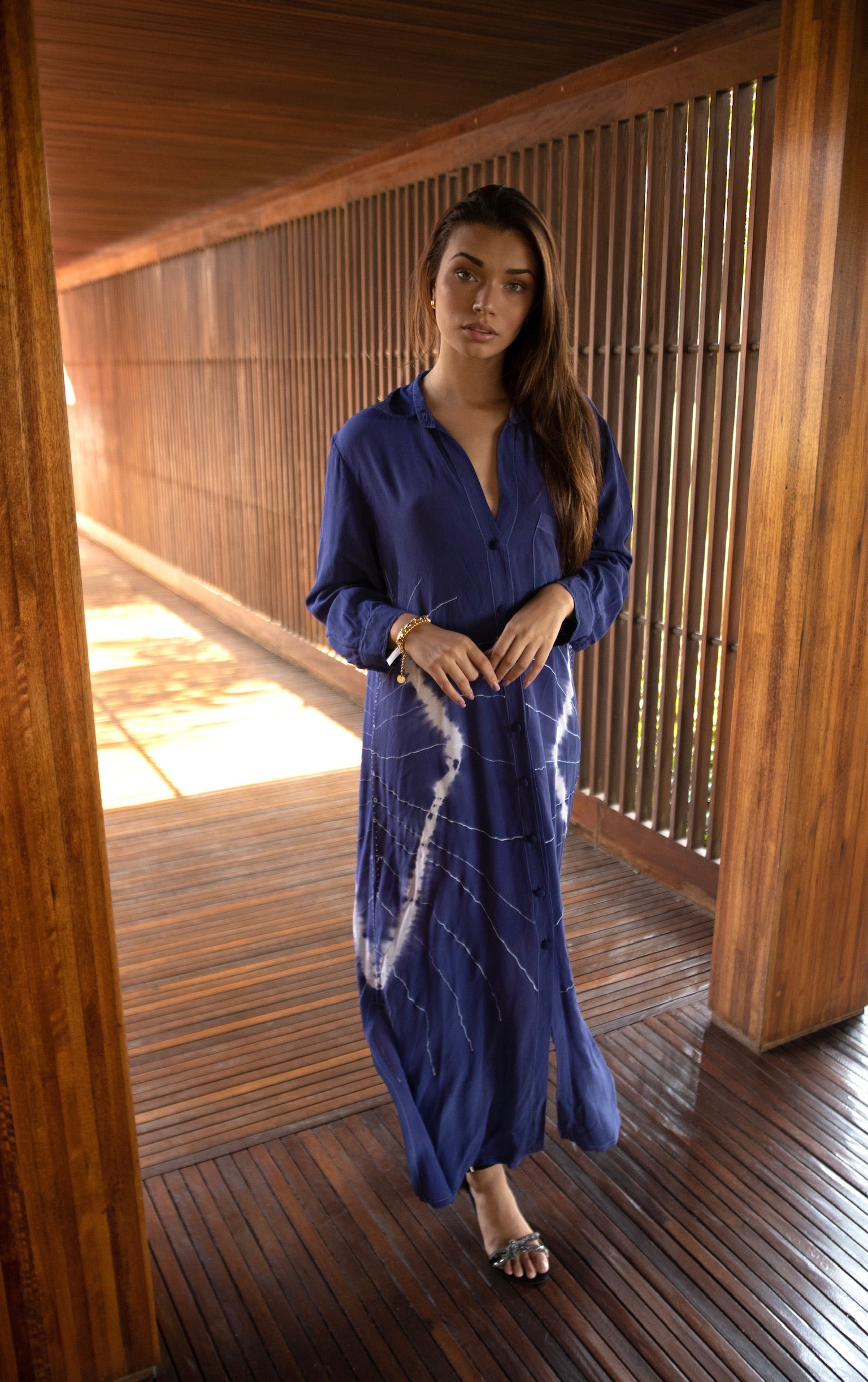 CAMISA LARGA DE SEDA TEÑIDA FLORENCE