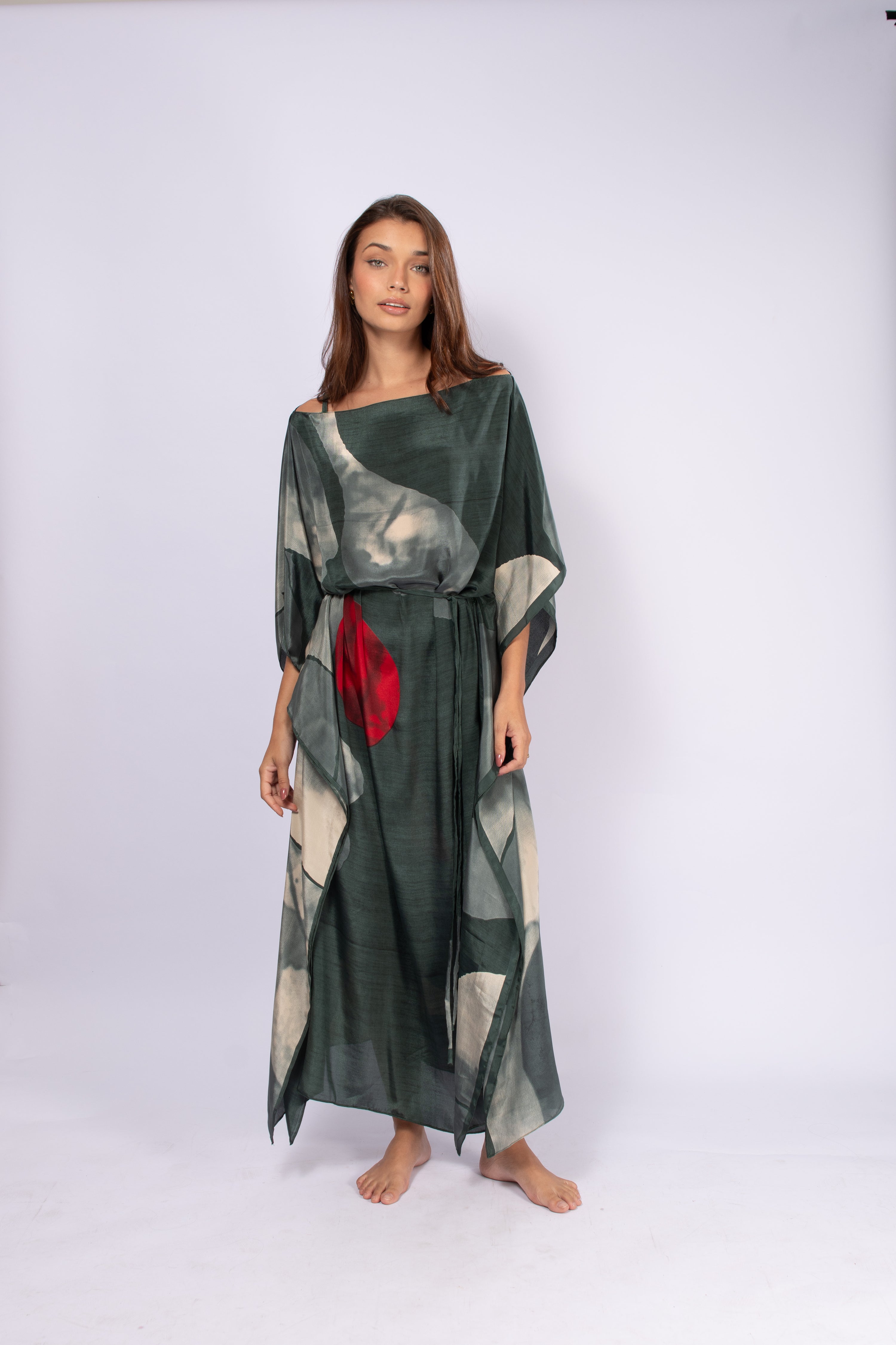 KAFTAN JAVA VERDE CINZA E VERMELHO