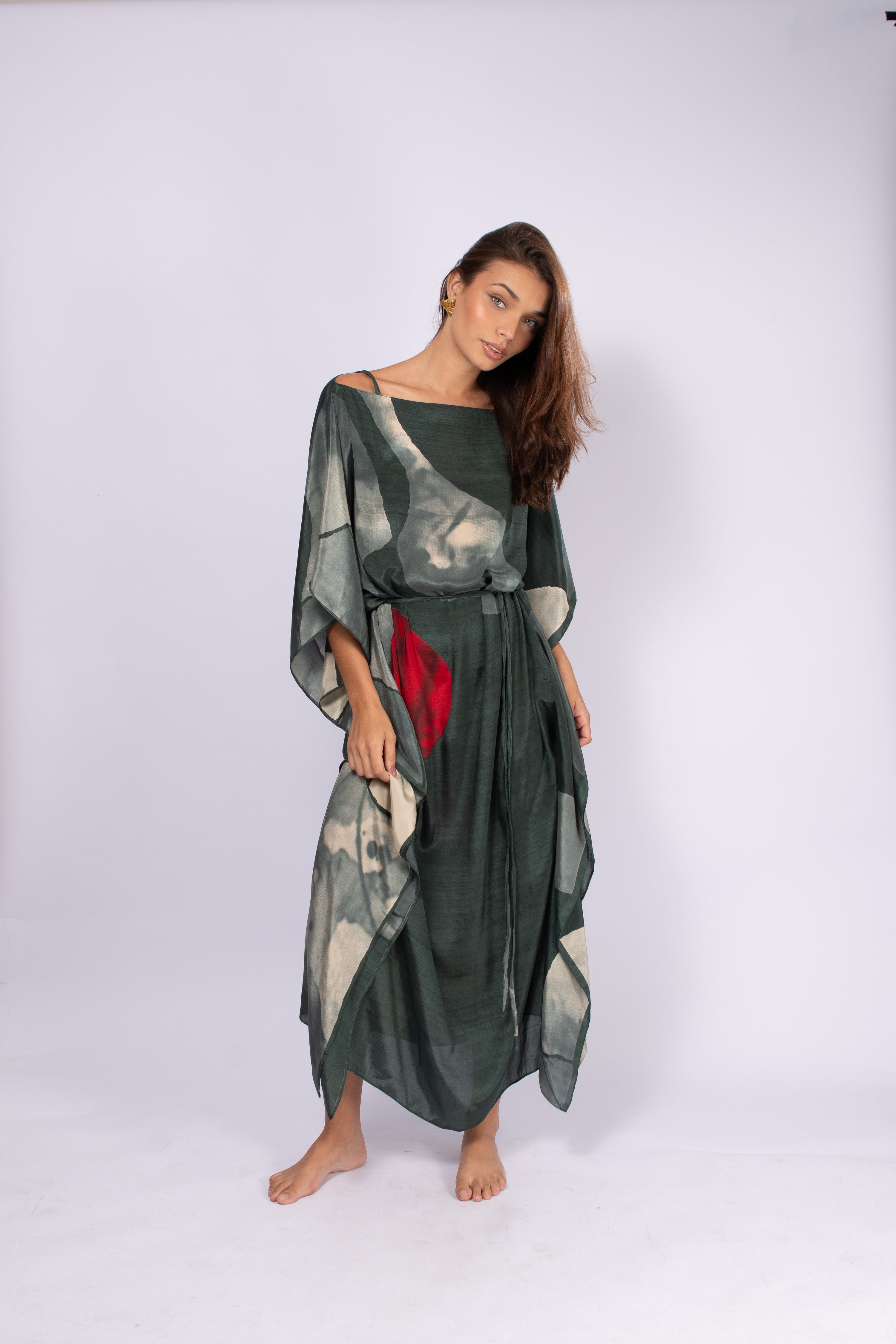 KAFTAN JAVA VERDE CINZA E VERMELHO