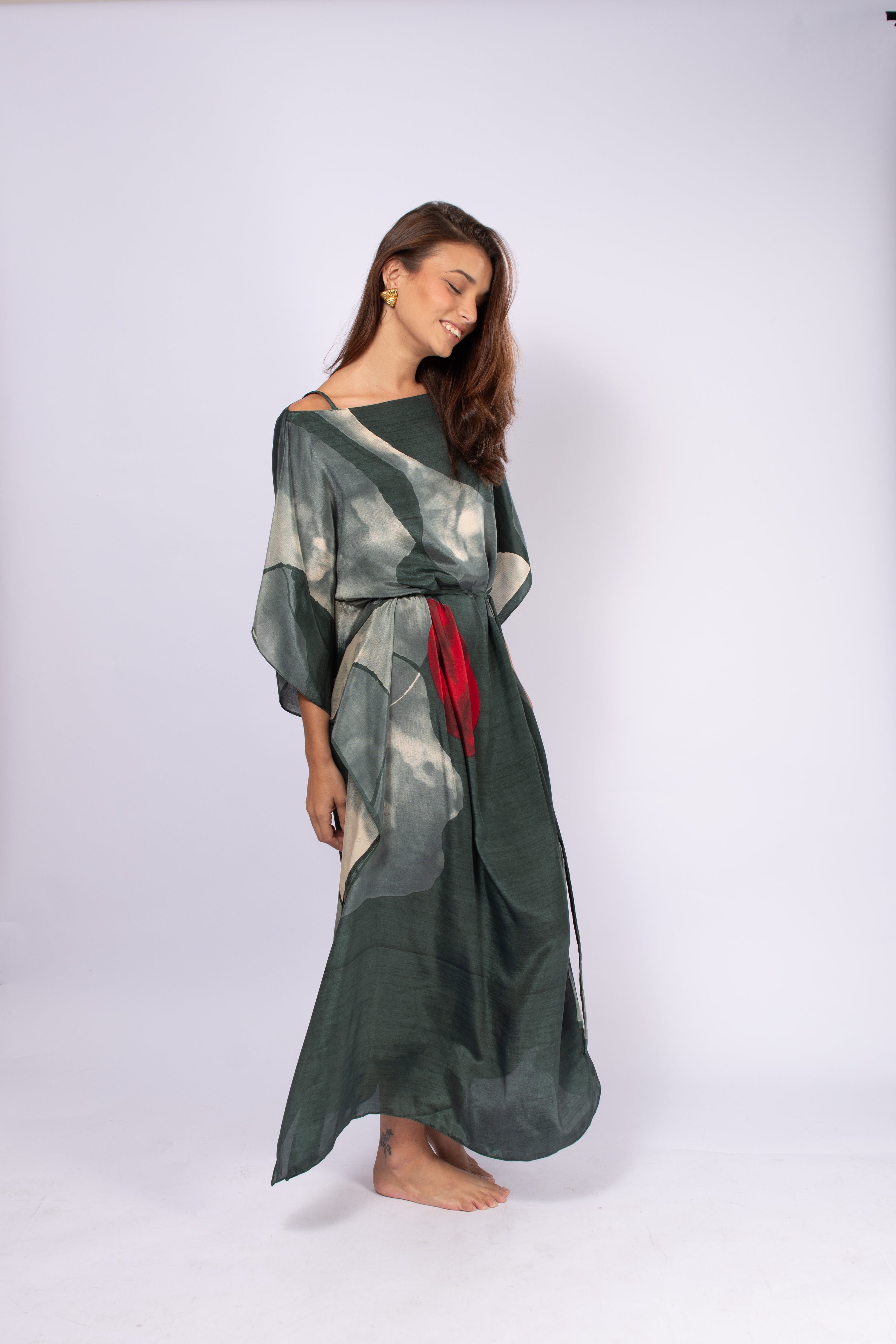 KAFTAN JAVA VERDE CINZA E VERMELHO