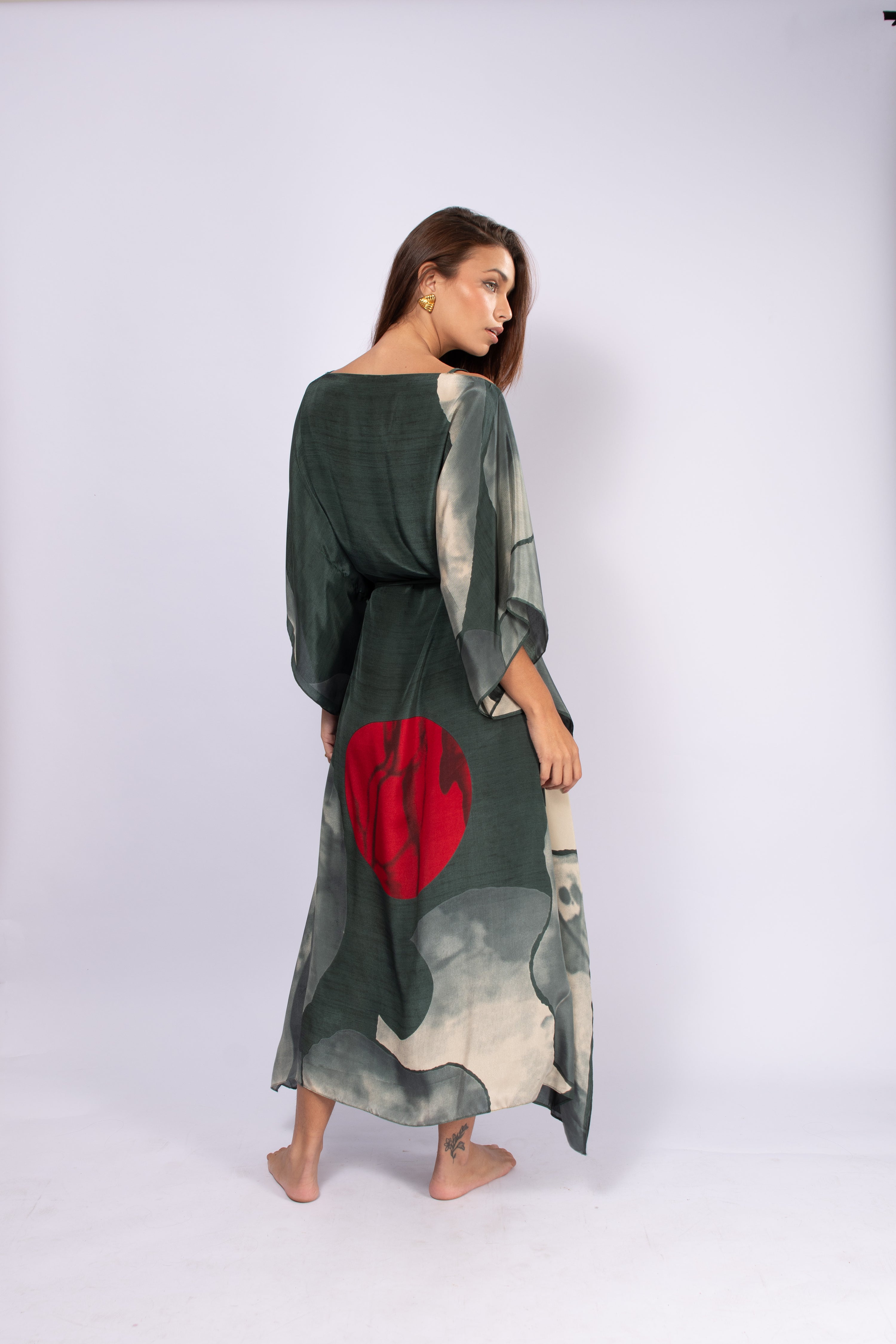 KAFTAN JAVA VERDE CINZA E VERMELHO