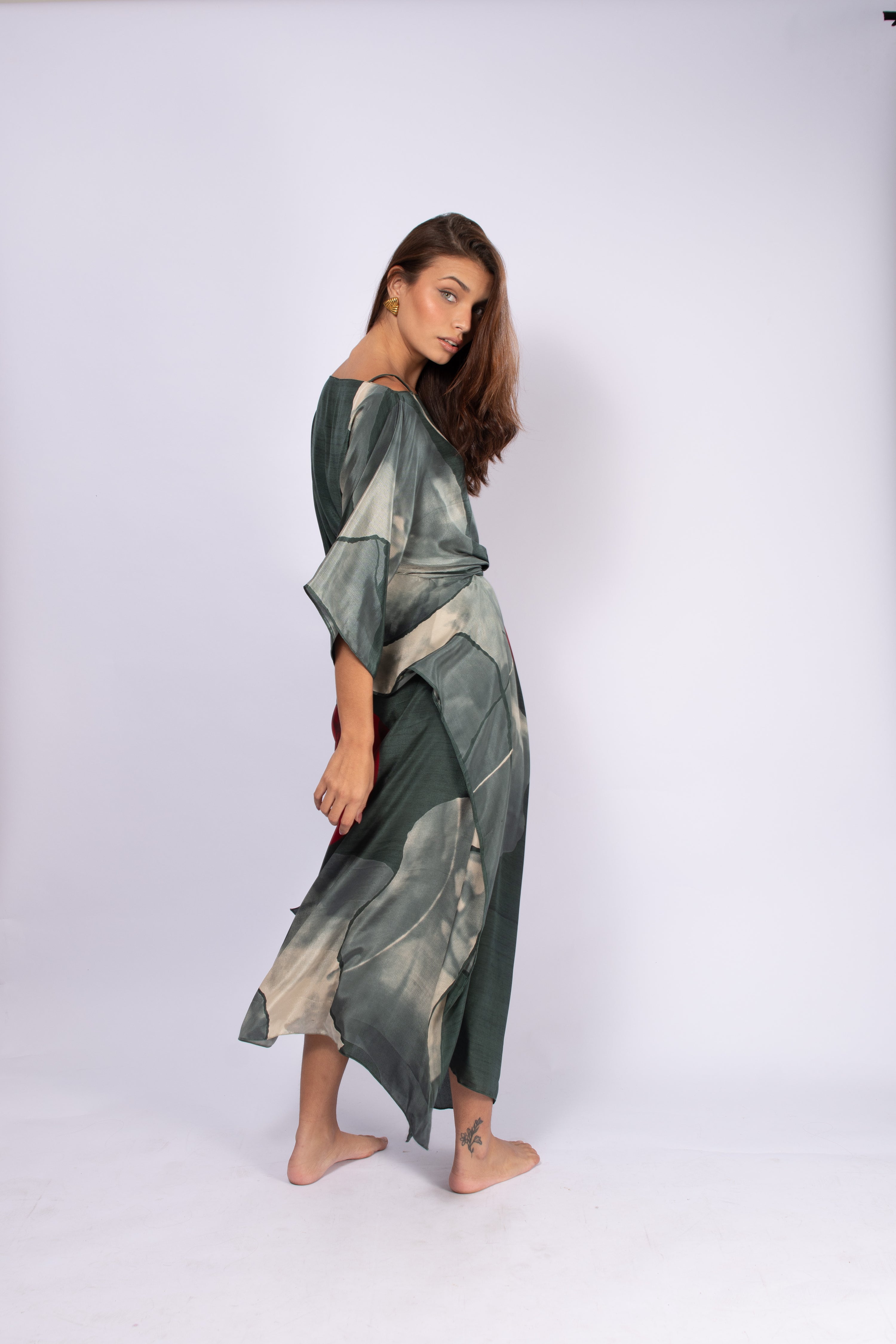 KAFTAN JAVA VERDE CINZA E VERMELHO