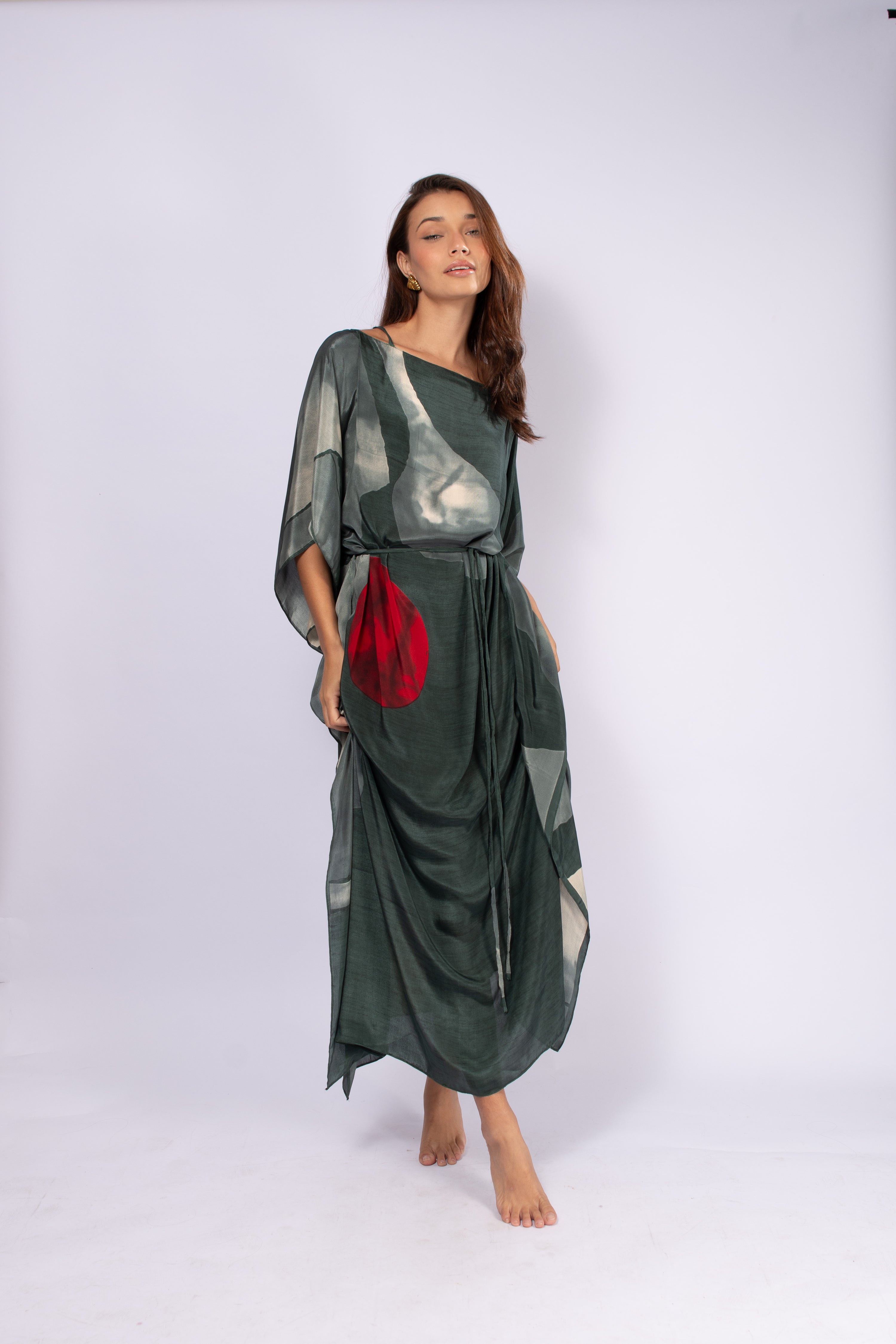 KAFTAN JAVA VERDE CINZA E VERMELHO