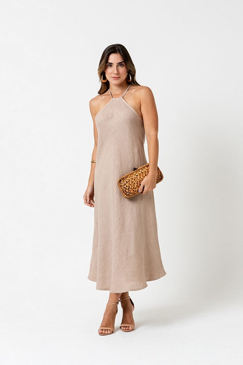 IVY SMOOTH LINEN MIDI DRESS