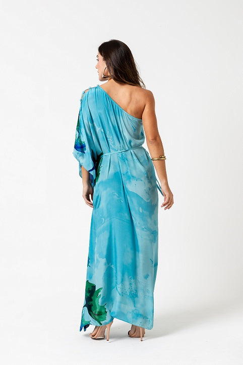 KAFTAN LARGO RODAS AZULES ACUARELA
