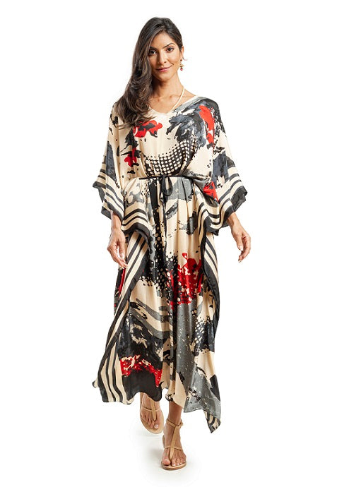 KAFTAN ÁGIOS NUDE GRIS Y ROJO
