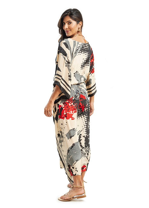 KAFTAN ÁGIOS NUDE GRIS Y ROJO