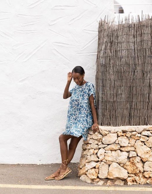 VESTIDO ILHÉUS BRANCO E AZUL