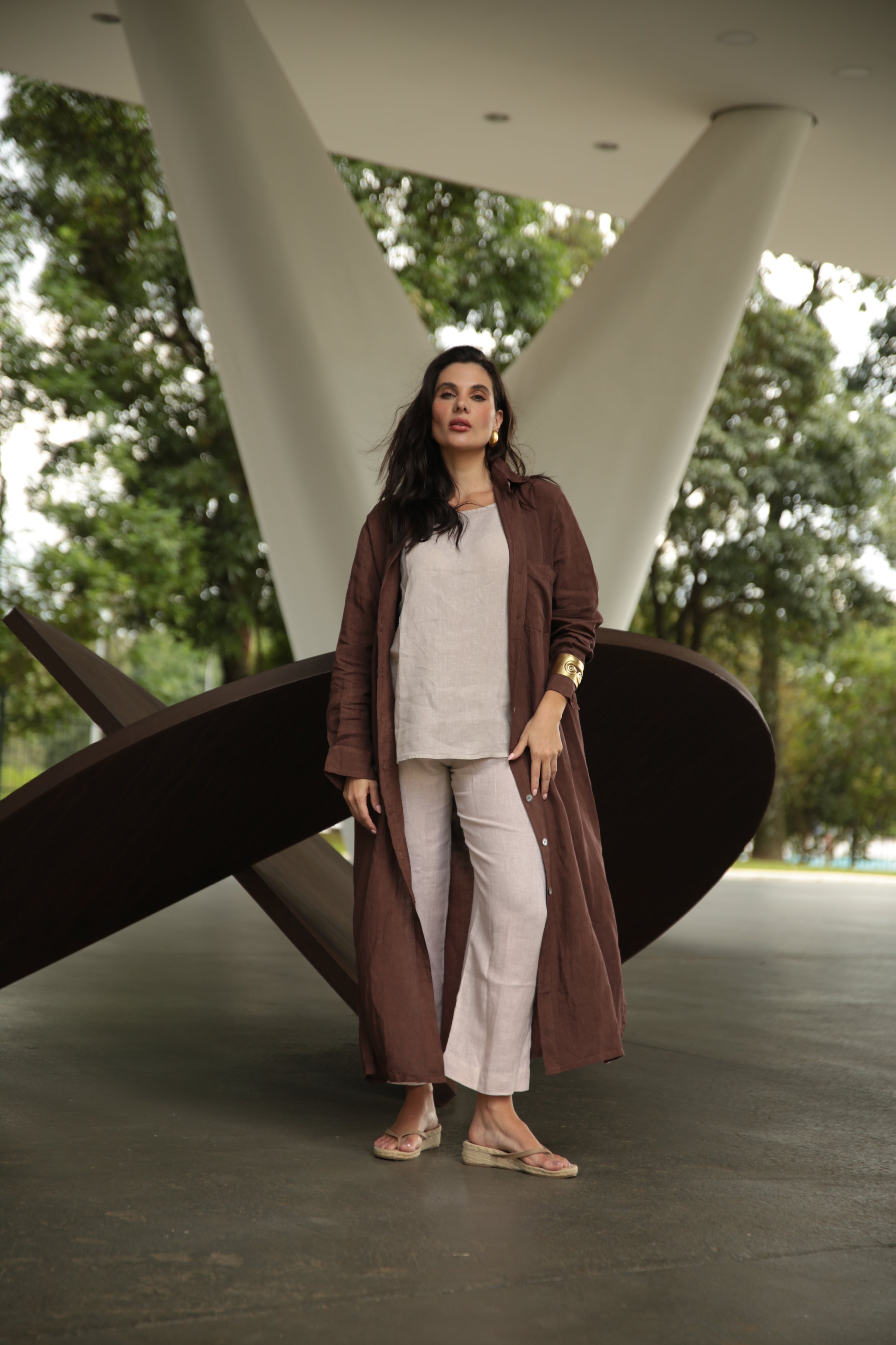 CHEMISE FLORENCE LINEN LONG PLAIN