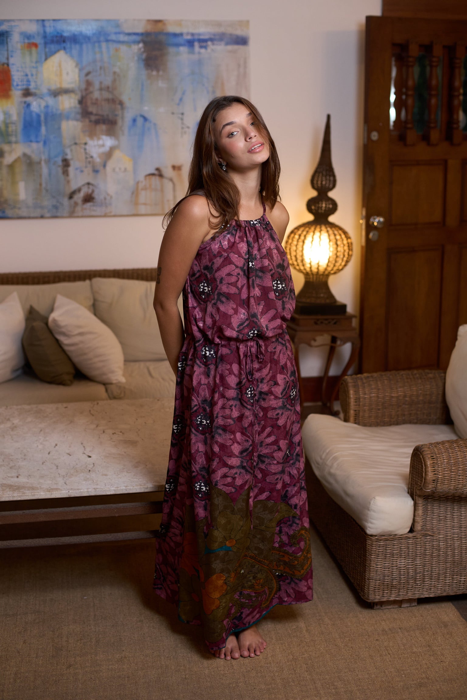 VESTIDO SUMATRA SEDA UVA