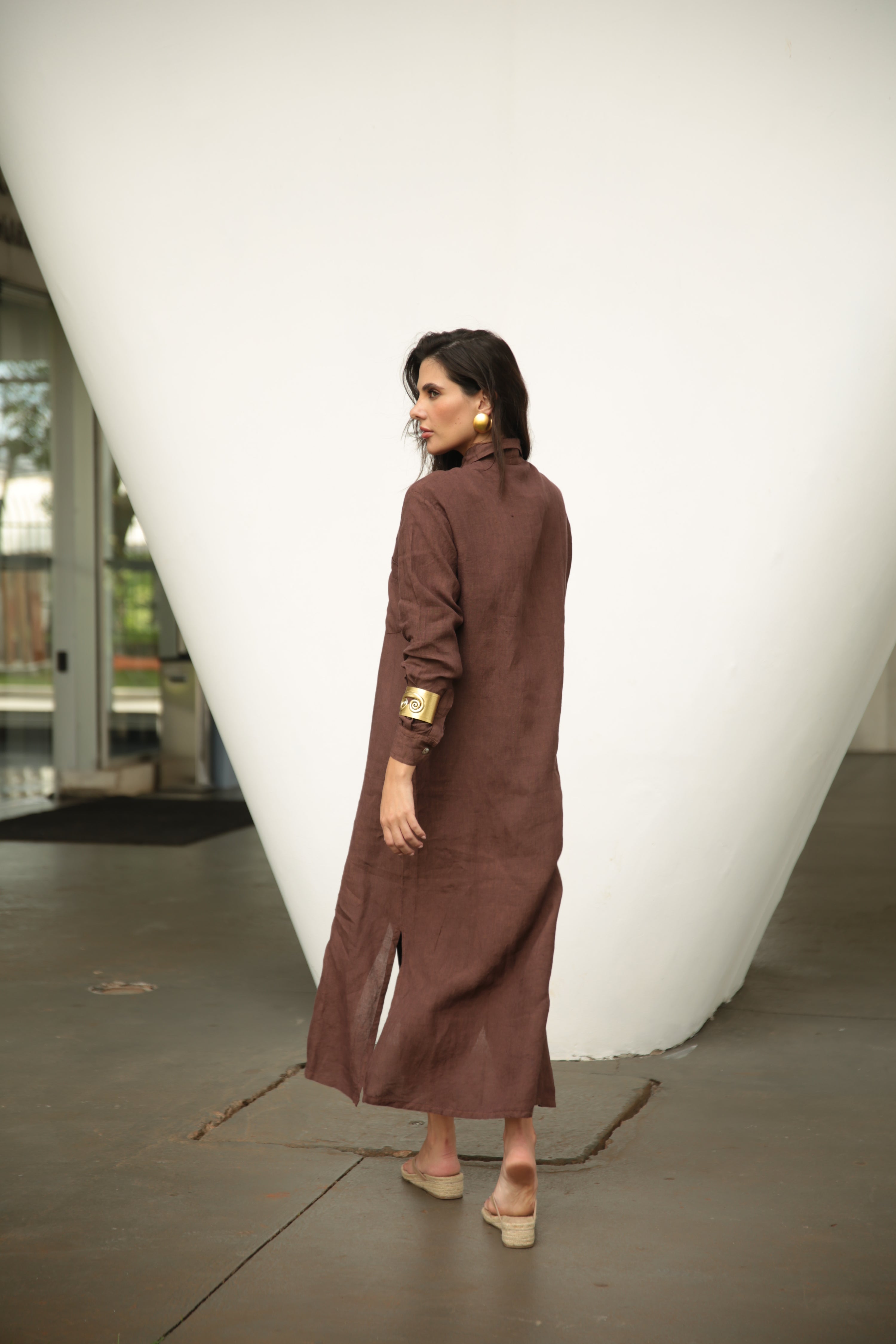 CHEMISE FLORENCE LINEN LONG PLAIN