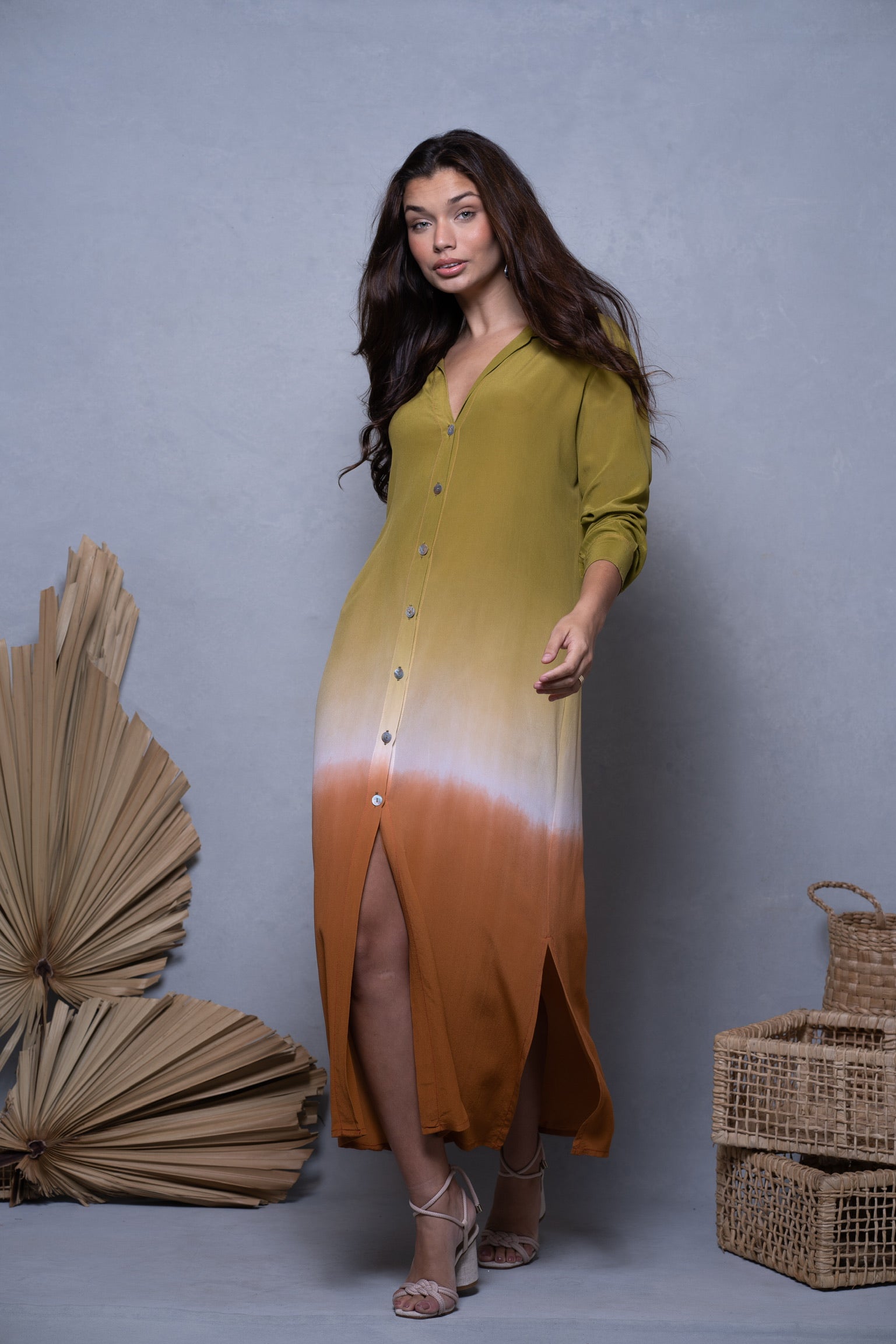 CAMISA LARGA DE SEDA TEÑIDA FLORENCE