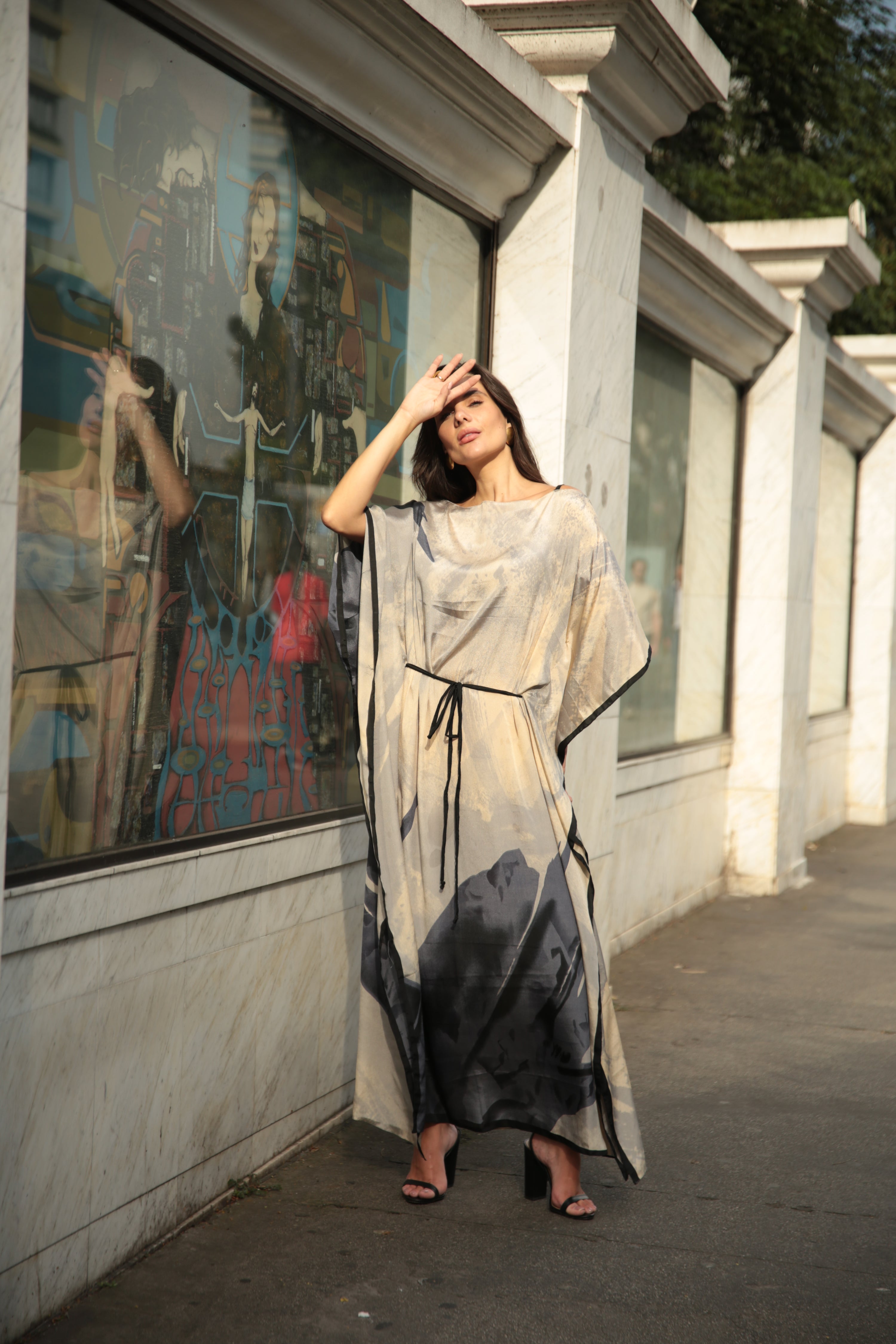 KAFTAN JAVA CREME E CINZA