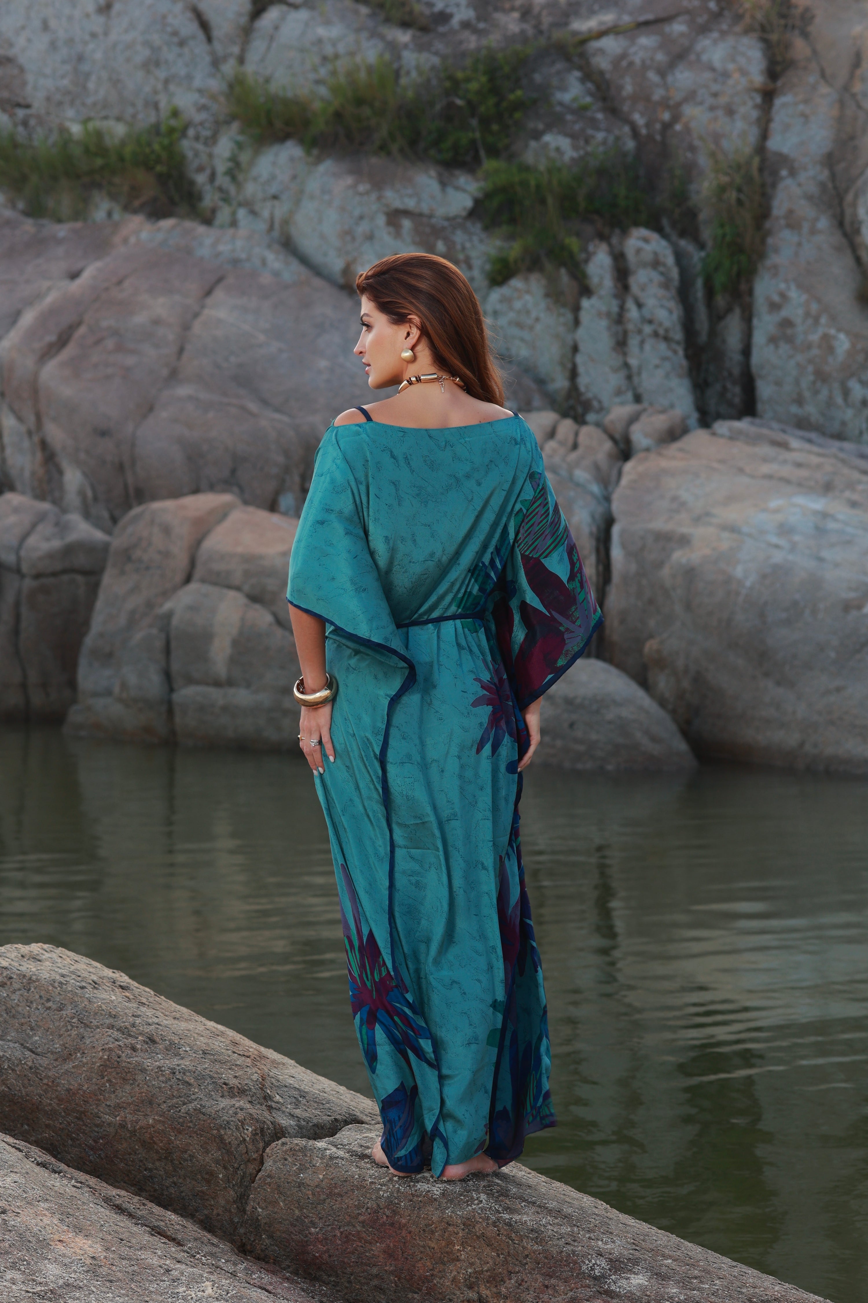 KAFTAN JAVA VERDE ÁGUA E FOLHAS