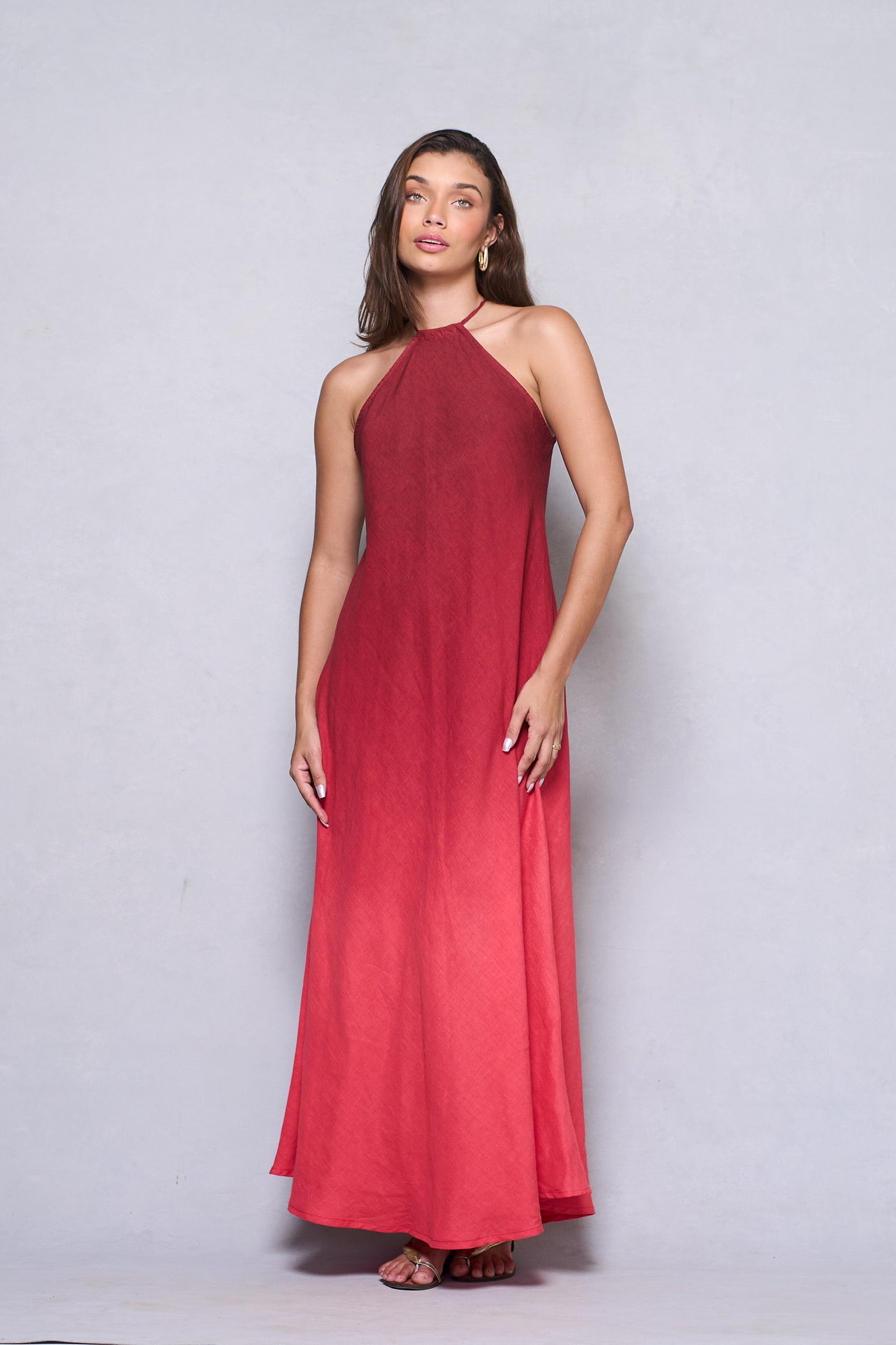 VESTIDO HERA LINHO LONGO PINTADO TIE DYE