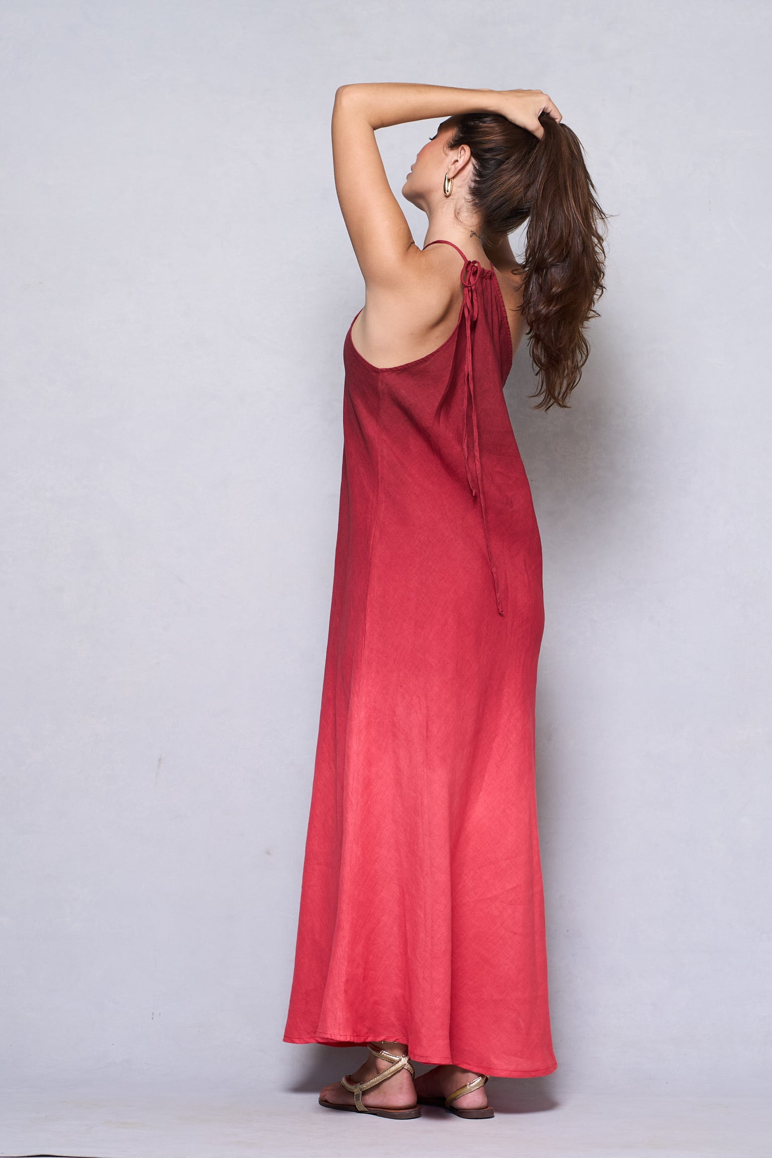 VESTIDO HERA LINHO LONGO PINTADO TIE DYE
