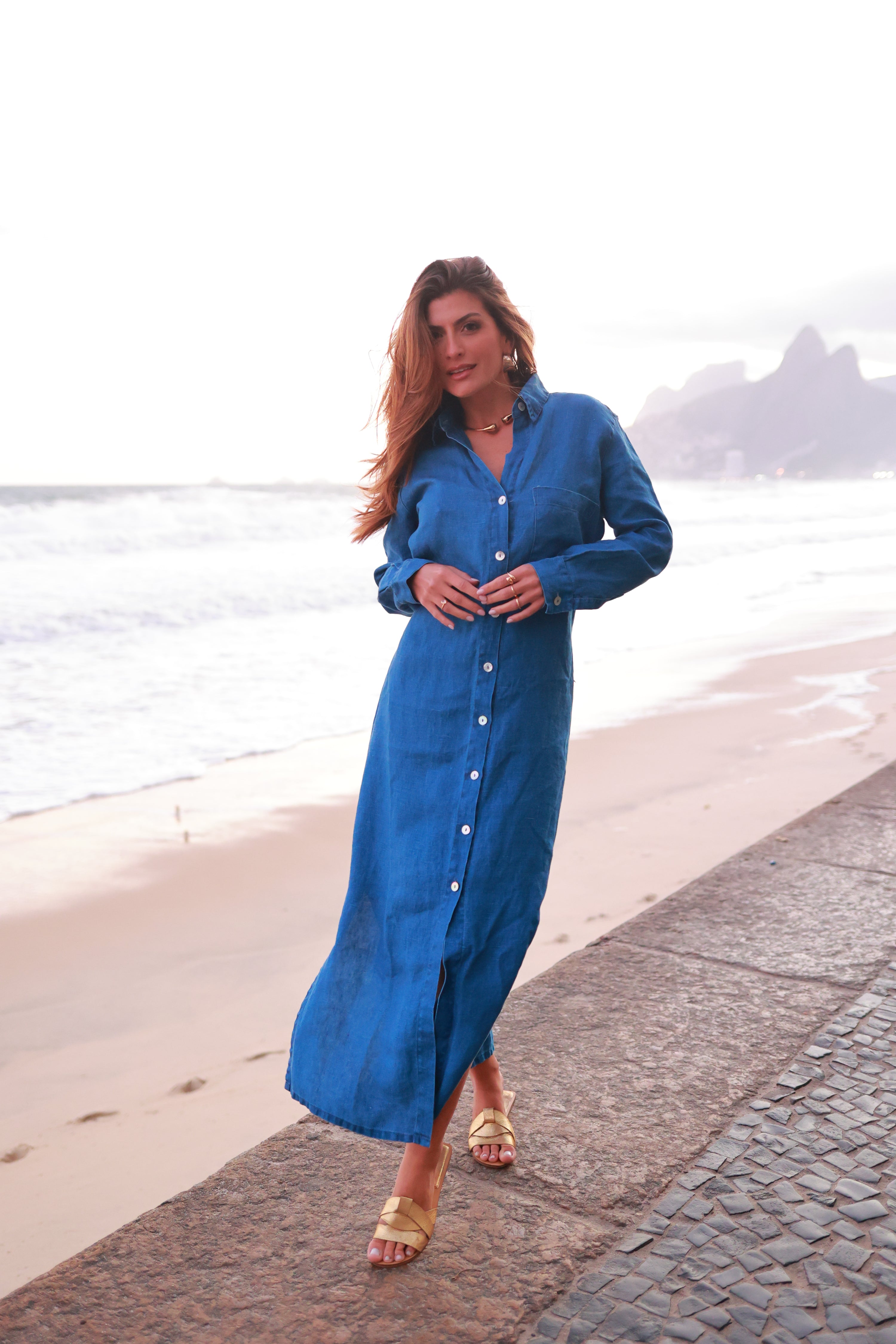 CHEMISE FLORENÇA LINHO LONGA LISA