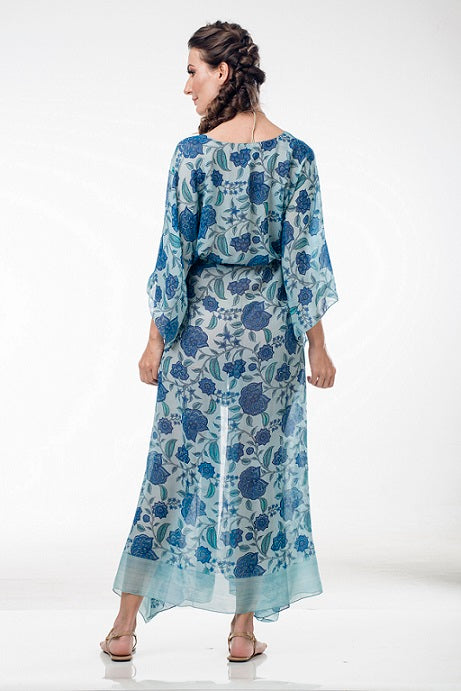KIMONO MAHARANE AZUL FLORES