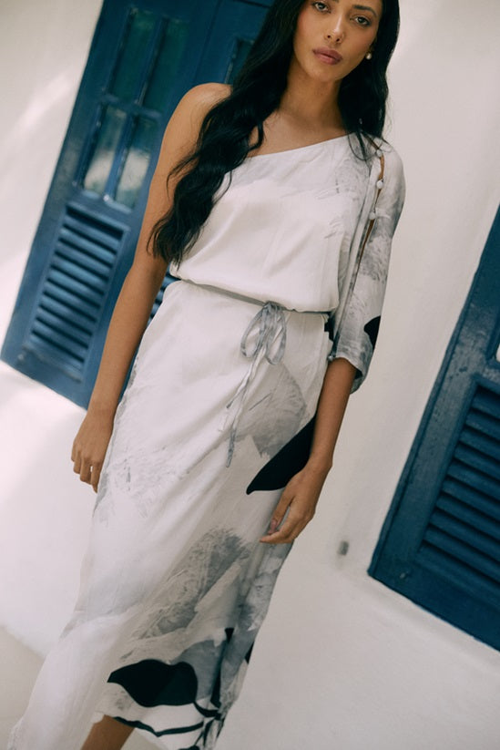 KAFTAN RHODES LONGO BRANCO E CINZA