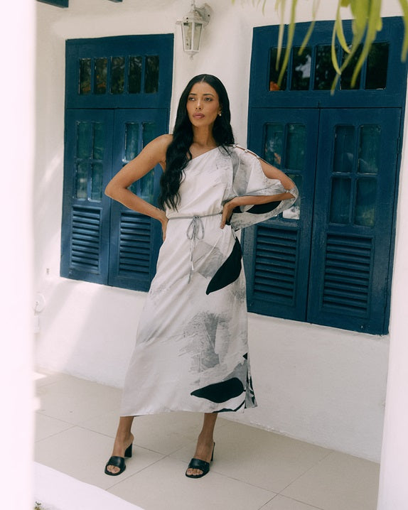 KAFTAN RHODES LONGO BRANCO E CINZA