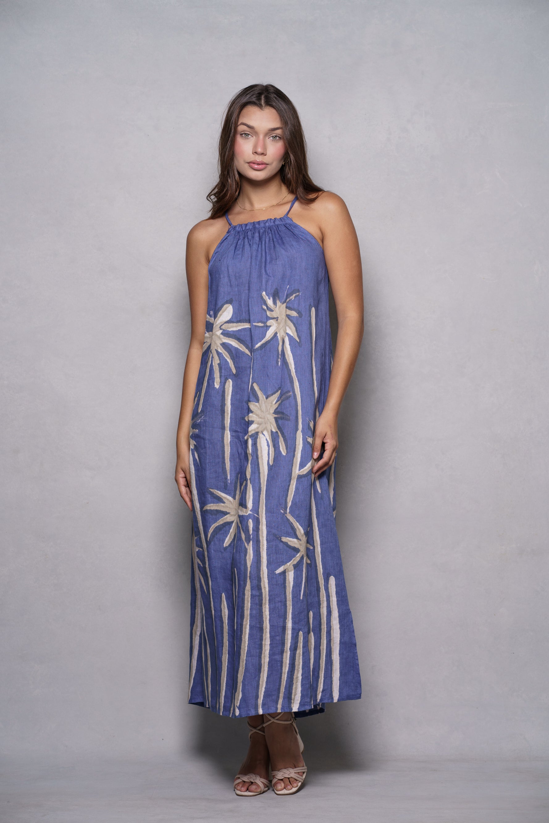 PAINTED LINEN SUMATRA DRESS
