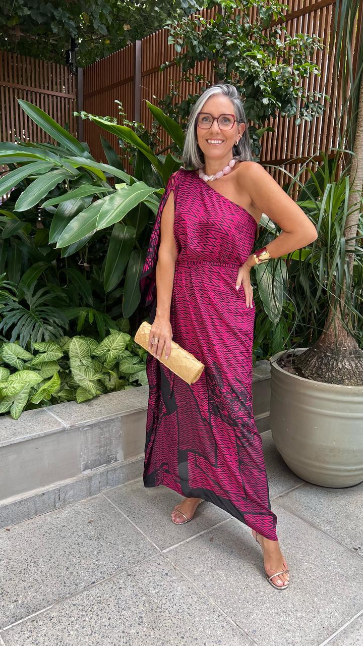 KAFTAN RHODES LONGO MAGENTA E PRETO