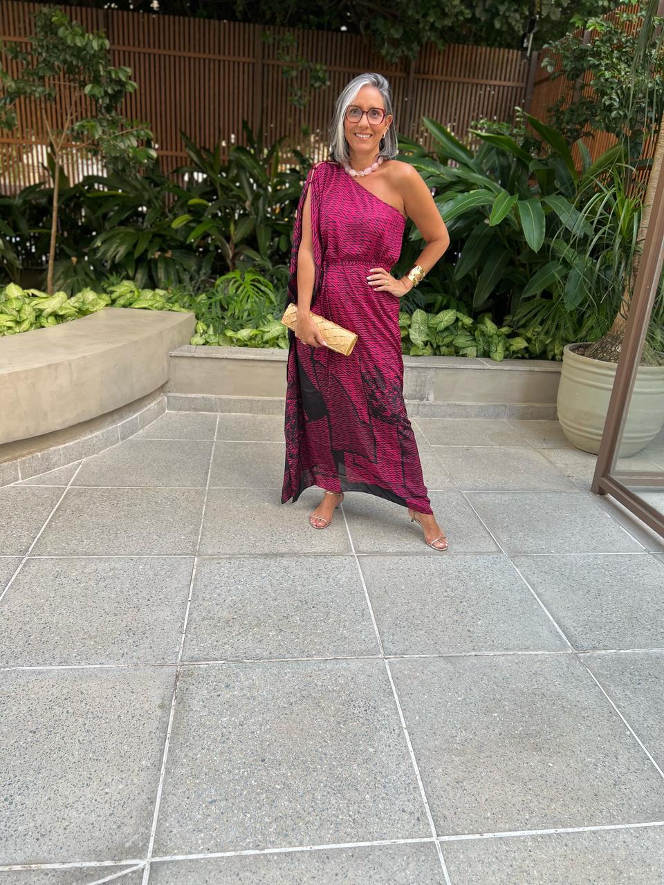 KAFTAN RHODES LONGO MAGENTA E PRETO