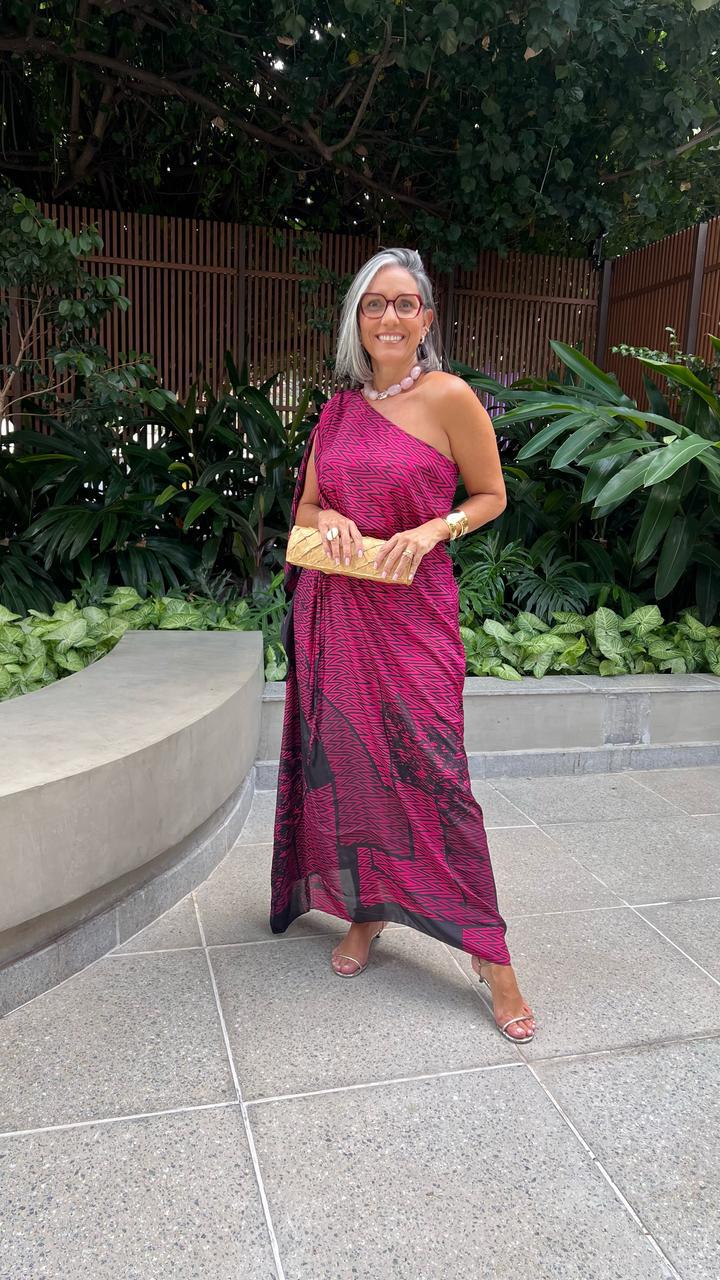 KAFTAN RHODES LONGO MAGENTA E PRETO