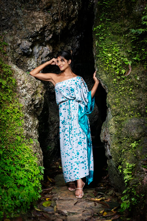 KAFTAN RHODES LONGO CINZA E VERDE