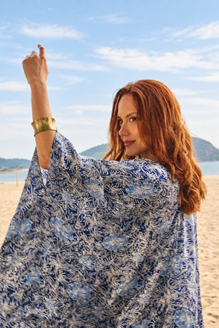KIMONO TAJ AZUL E BRANCO