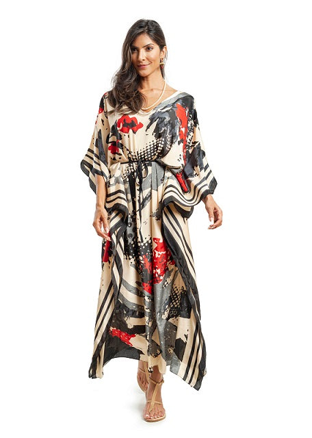 KAFTAN ÁGIOS NUDE GRIS Y ROJO