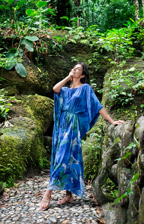 CAFTÁN DE JAVA AZUL Y VERDE
